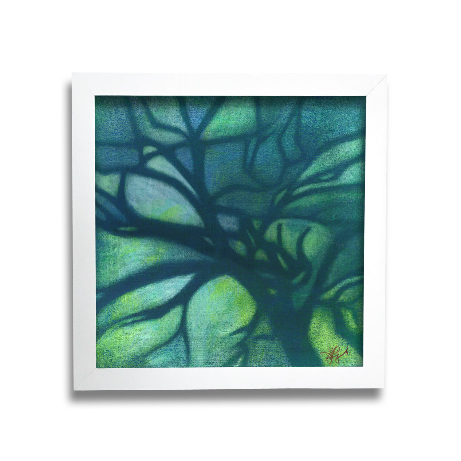 Oglethorpe Square Canopy Savannah Abstract Blue Green Tree Painting by Heather L. Young