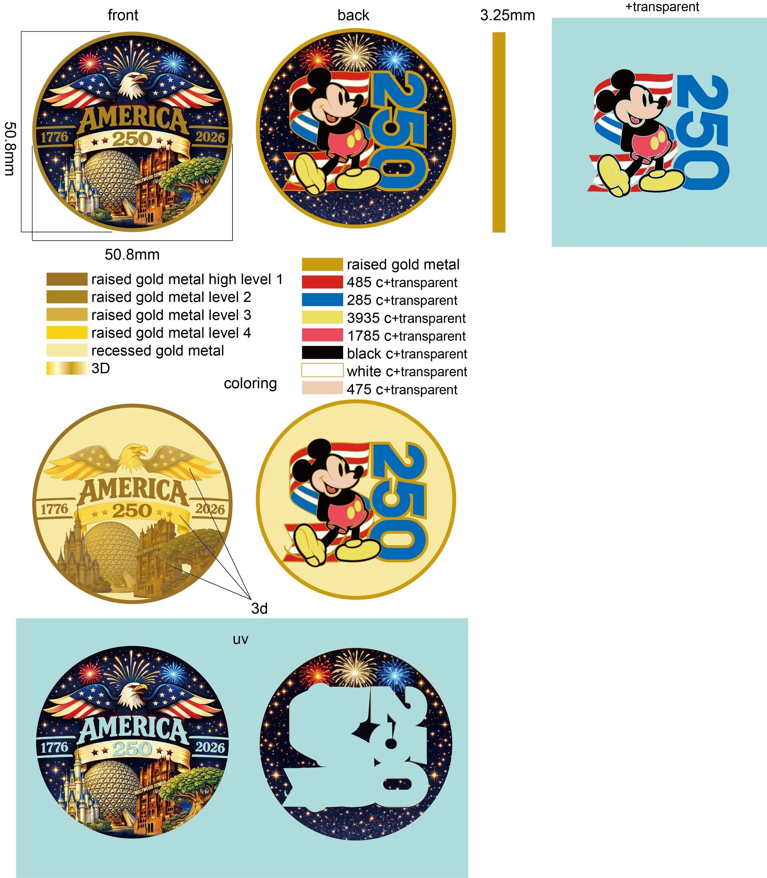 WDW America 250 Commemorative Challenge Coin