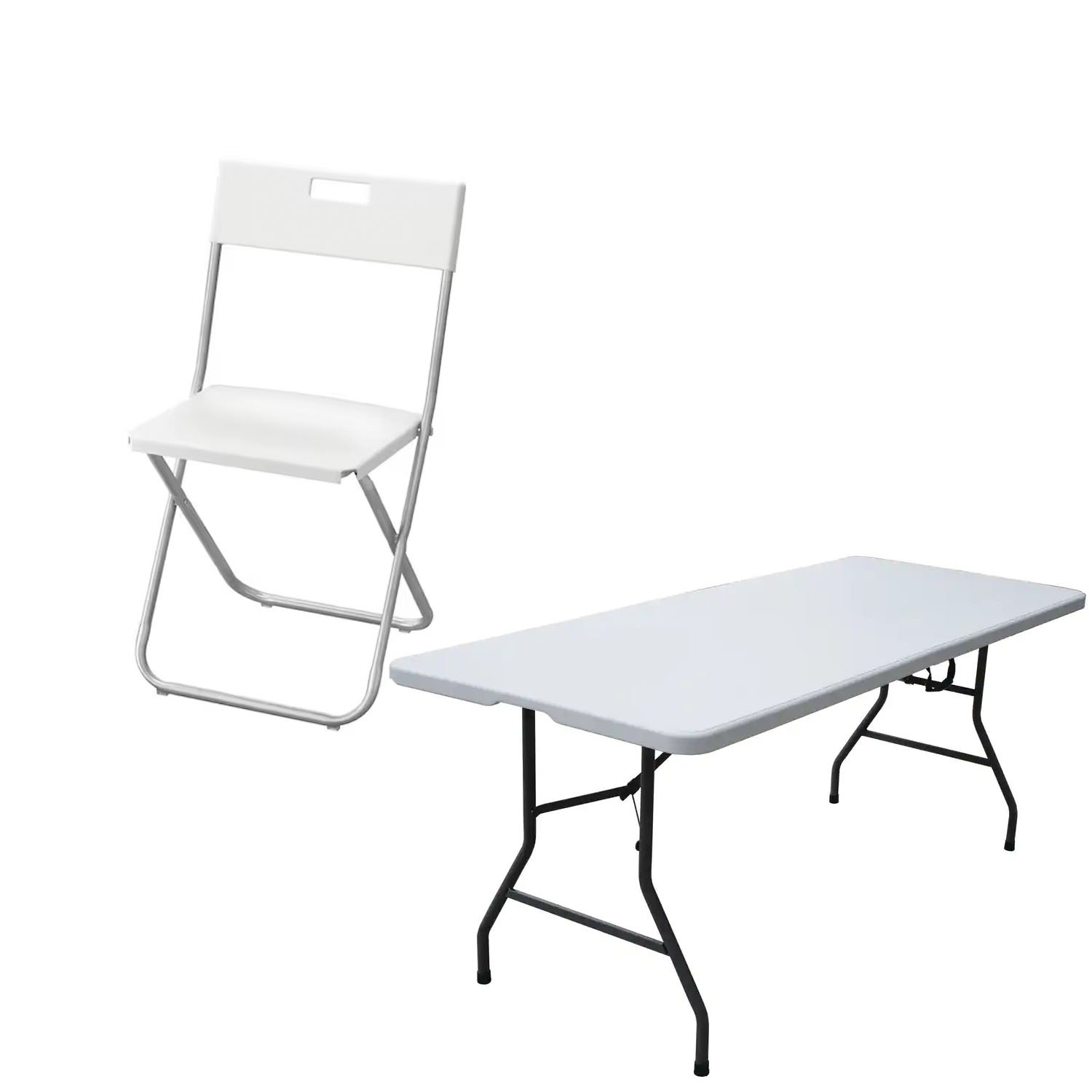 Folding tables and chairs included