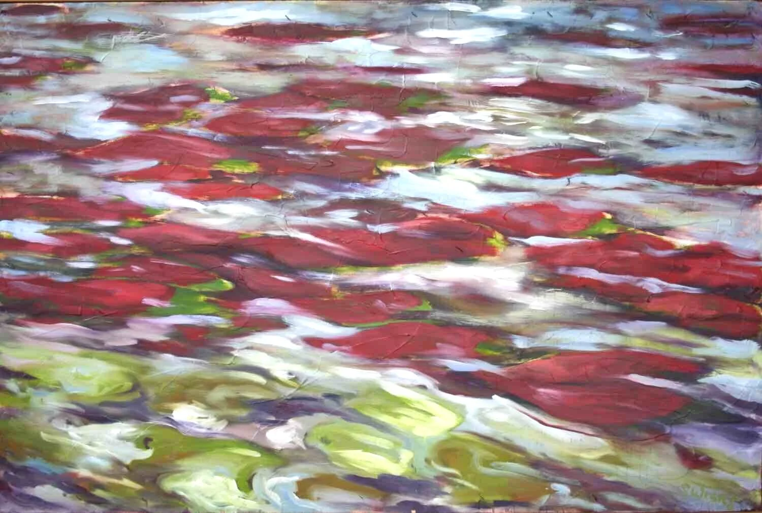 Salmon Run I oil on recycled board 26 x 36 SOLD