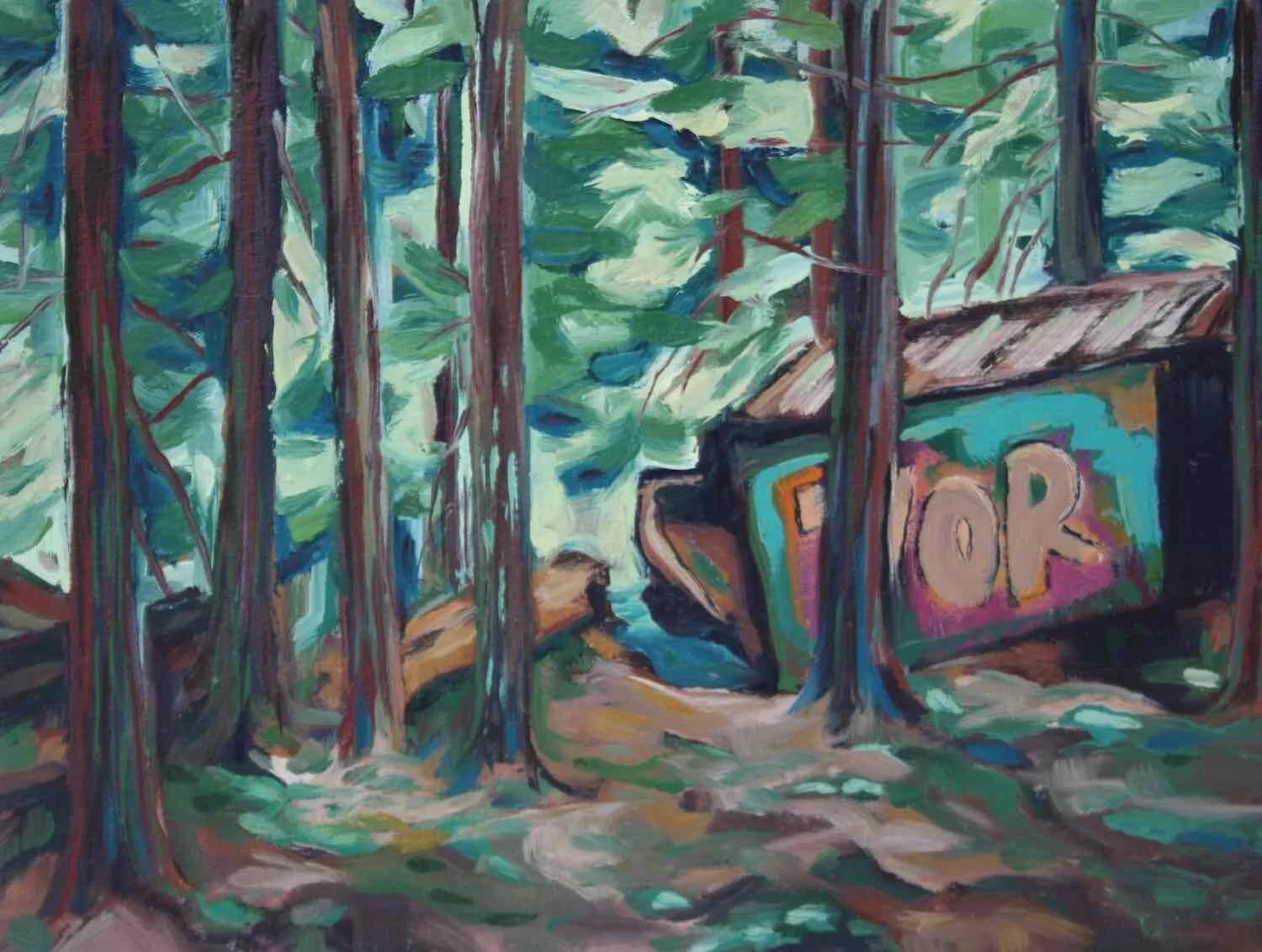 Train Wreck Forest V 9x12 oil on board $250