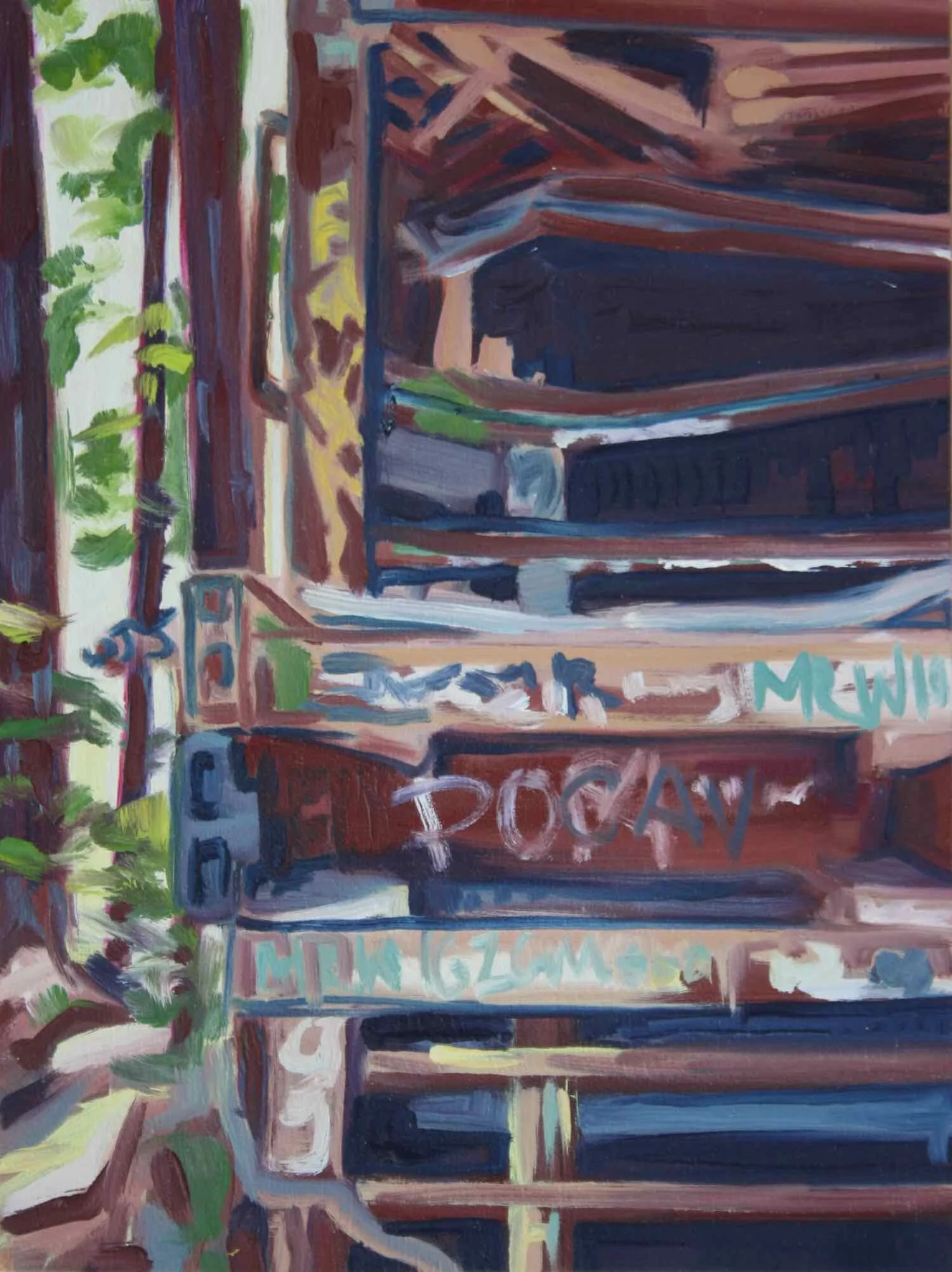 Train Wreck Forest VI 12x9 oil on board $250