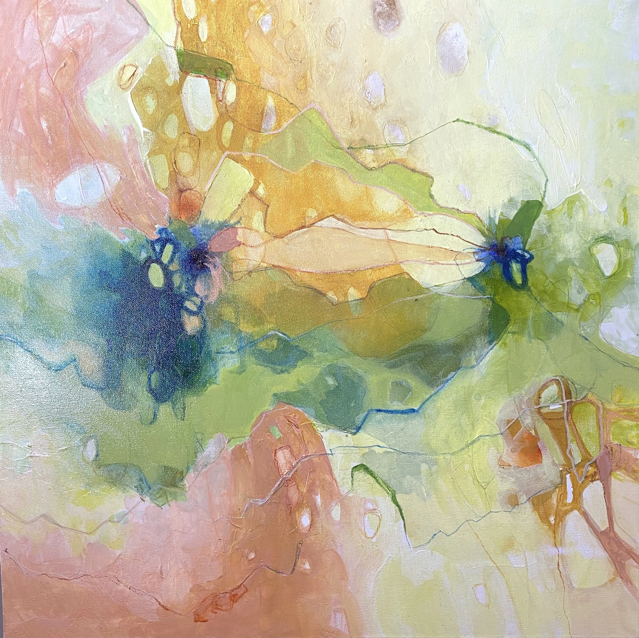 Honeybee Flight Paths IV, 24x24 mixed media on canvas   SOLD