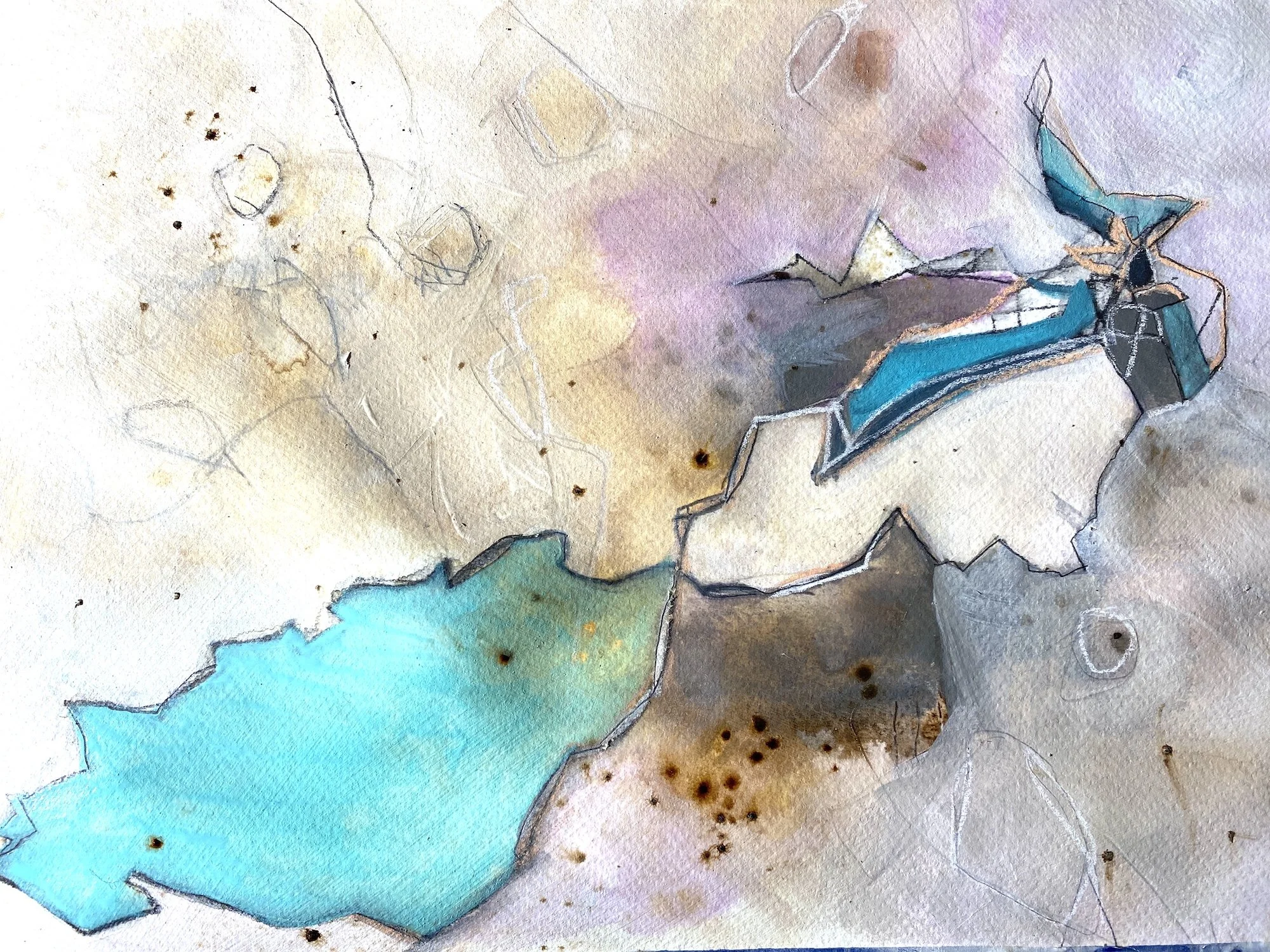 Honeybee Flight Paths, 9x13 mixed media on paper  $200