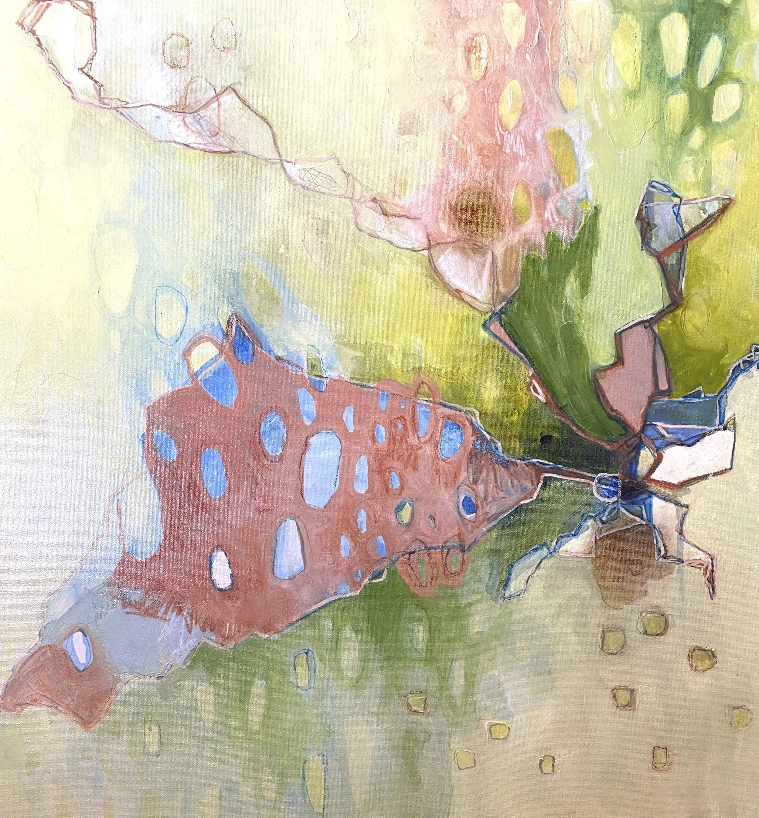 Honeybee Flight Paths II , 24x24 mixed media on canvas   $1200
Currently available at Gallery Odin