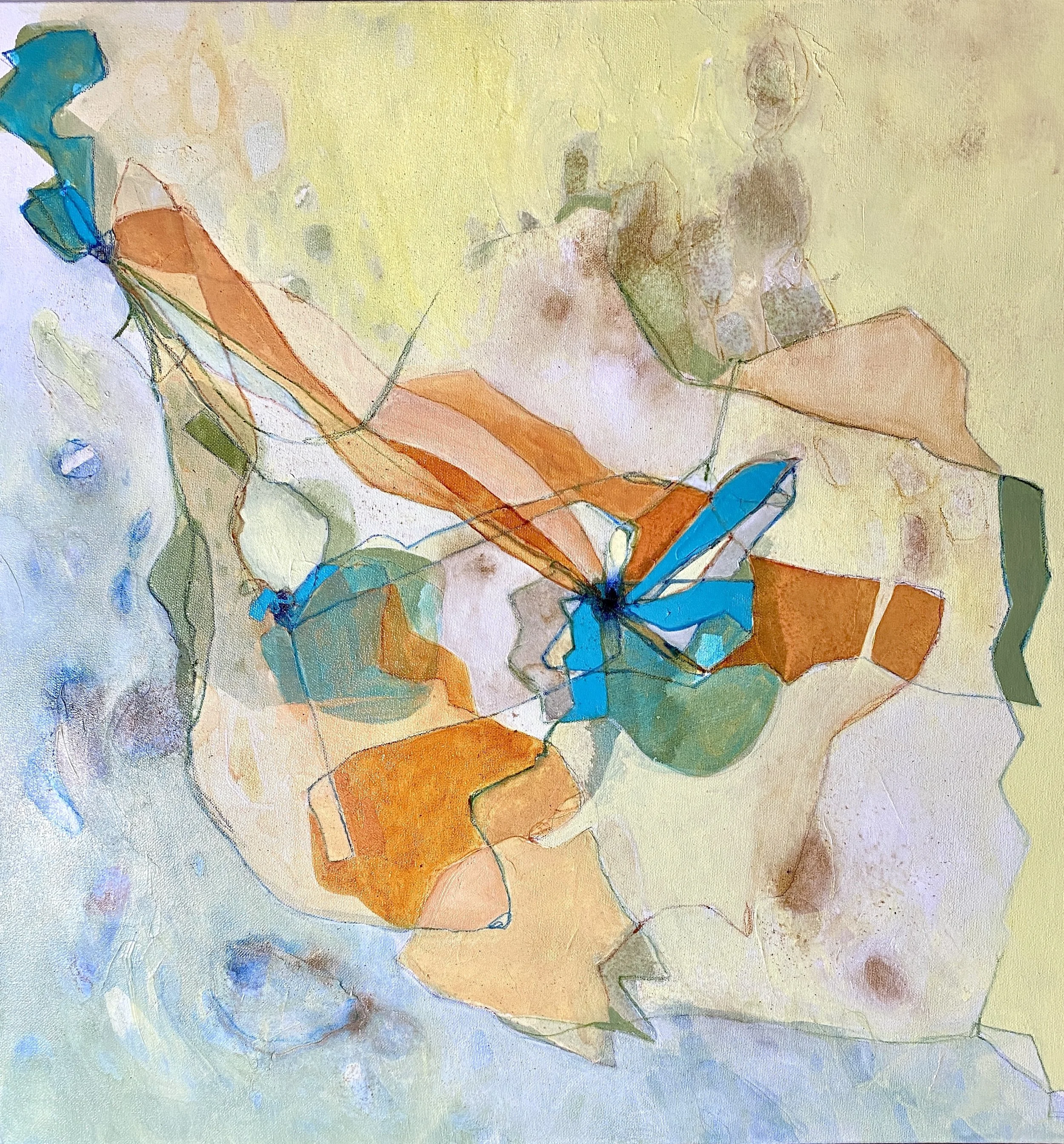 Honeybee Flight Paths III, 24x24 mixed media on canvas   $1200