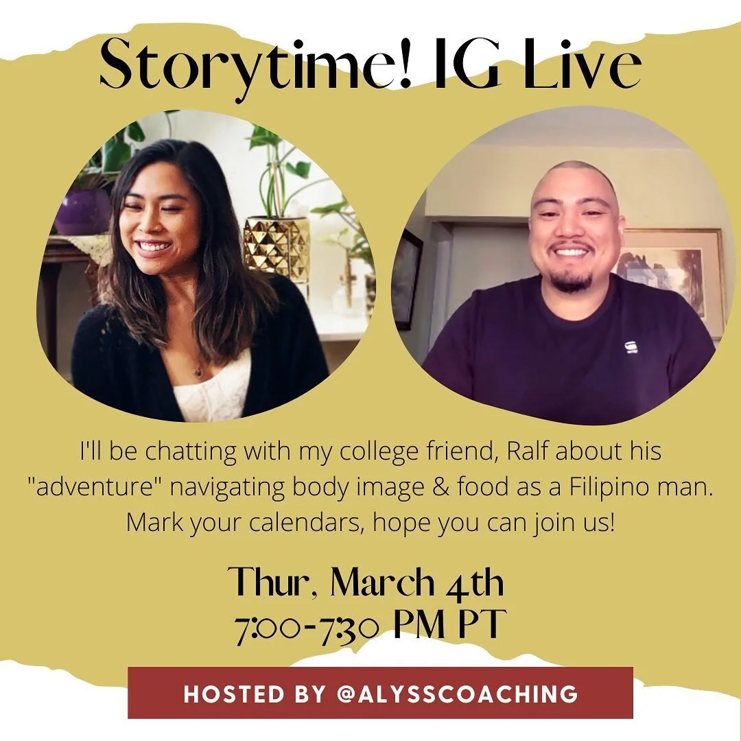 I&rsquo;m soooo excited for this! Tomorrow at 7pm, catch up on the live! 

We&rsquo;re talking about @ralfs_recless &lsquo;s story, our experiences with body image &amp; food in a Filipino household, &amp; how we starting reclaiming personal agency ✨