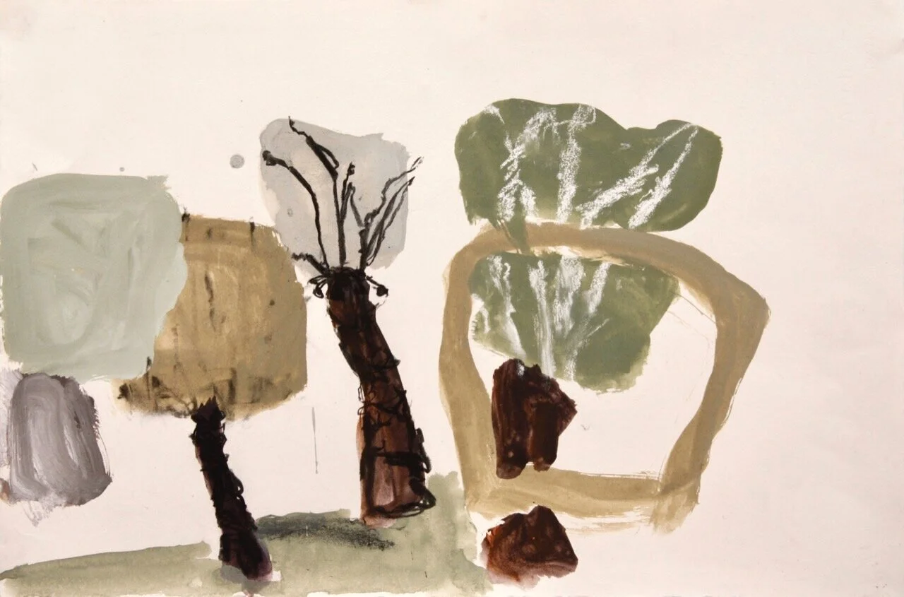 Study for Pre History (2019) gouache and charcoal on paper 38X57cm