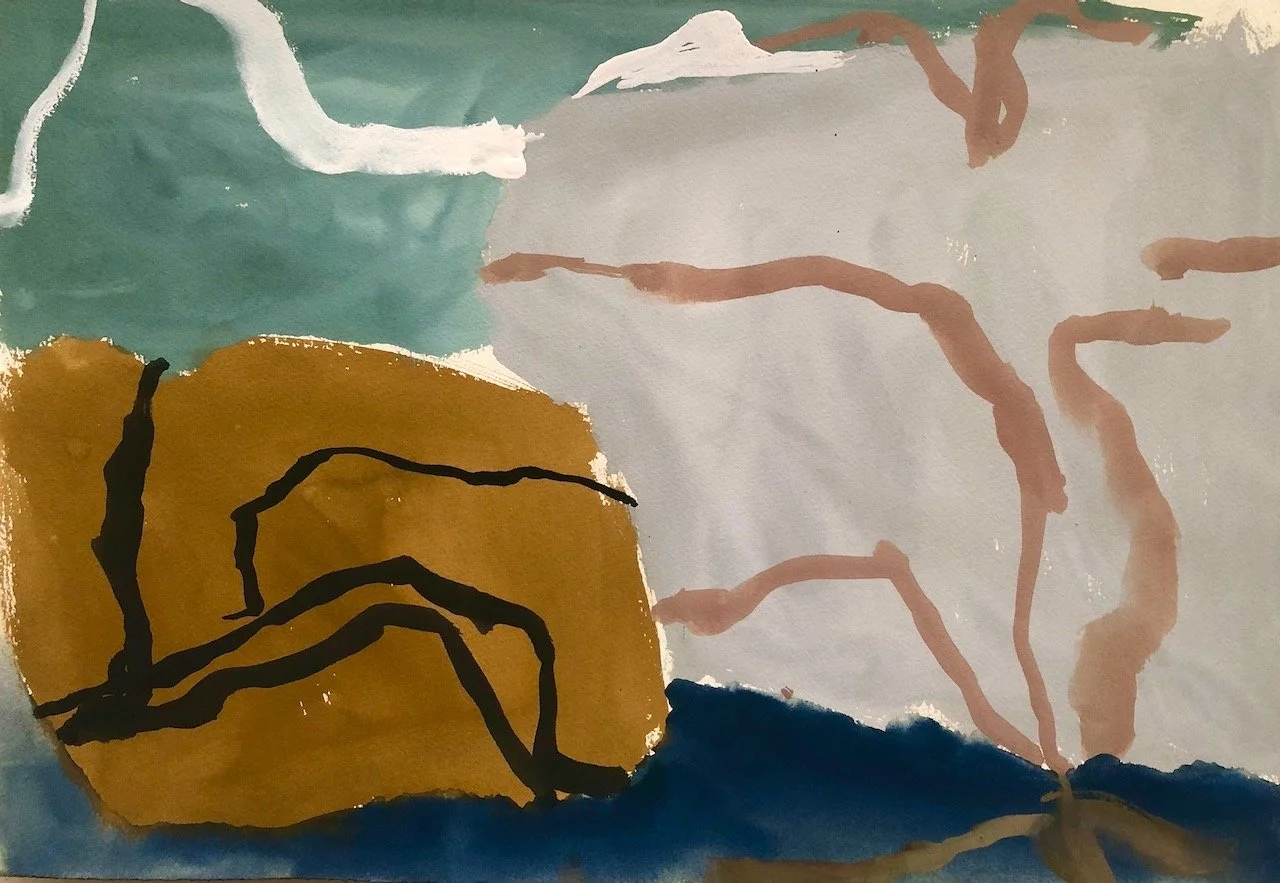 Lining the Estuary (2025) gouache on paper 38X57cm (Available)