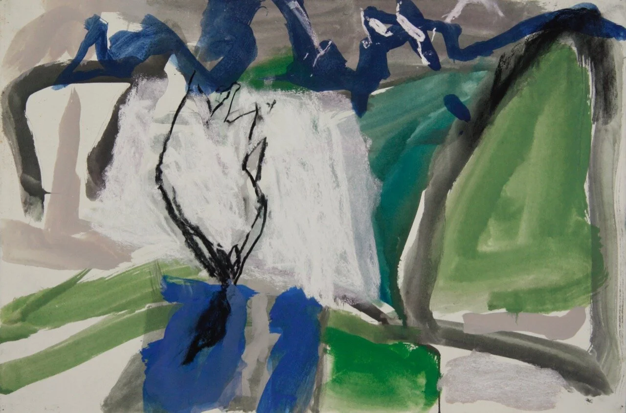 Arrowtown Cypress (2019) gouache and pastel on paper 34X52cm (Available)