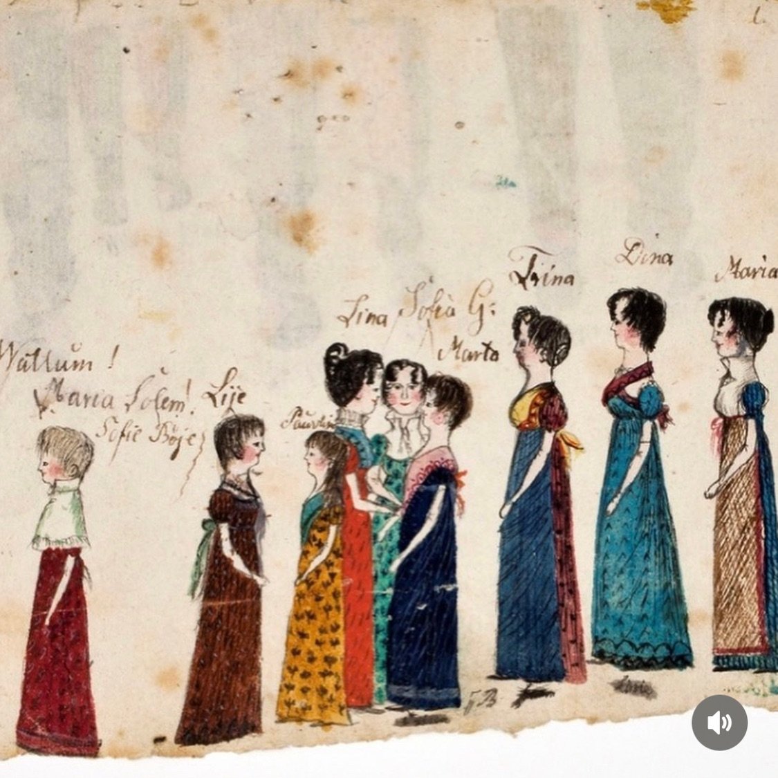 This afternoon, whilst researching everyday dress of the early nineteenth century, I came across the remarkable sketches of Christiane Charlotte Elster. 

Lotte, as she was known to her family and friends, was just fifteen when she began drawing litt