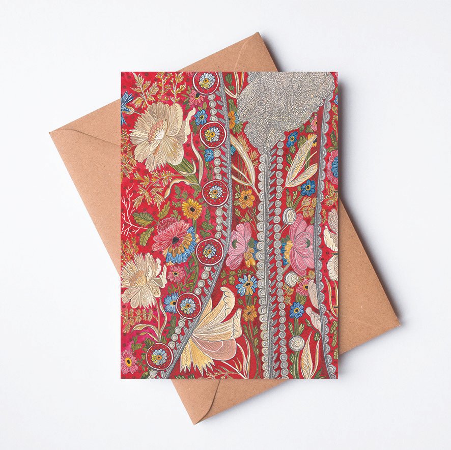 'Detail of 1790-1800 Gentleman's Court Coat with Ruffled Lace Shirt' Greetings Card