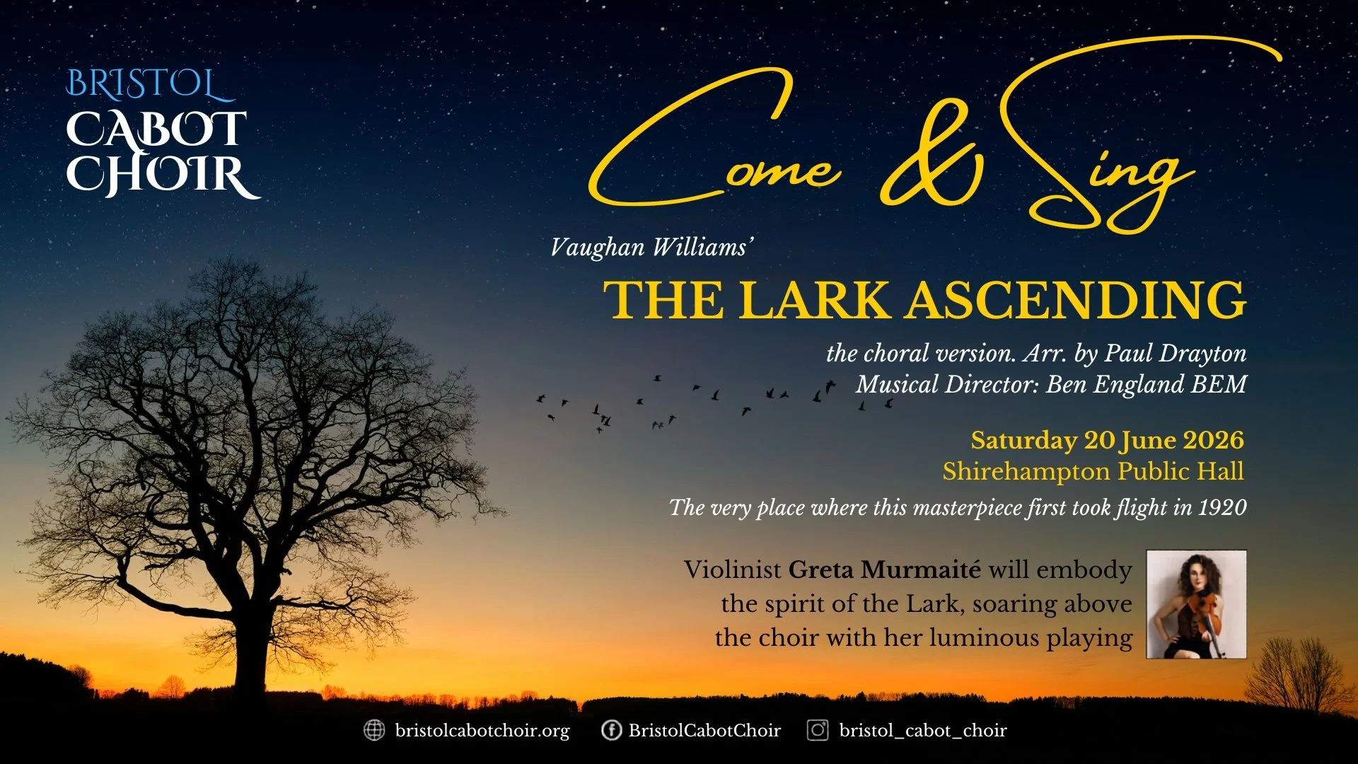 The Lark Ascending in Shirehampton Public Hall | ⚡ powered by Choir of the Earth