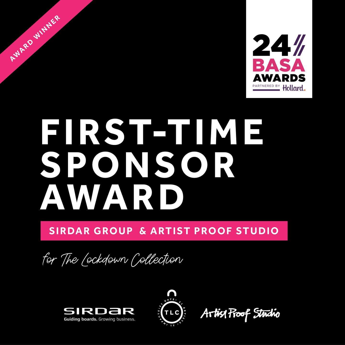 Congratulations to our founding partners Sirdar Group &amp; @artistproofjhb for winning the @bizart_za First-Time Sponsor award! 

We&rsquo;re so proud and honored to be a recipient of such an incredible accolade. #BASA24 #thelockdowncollection