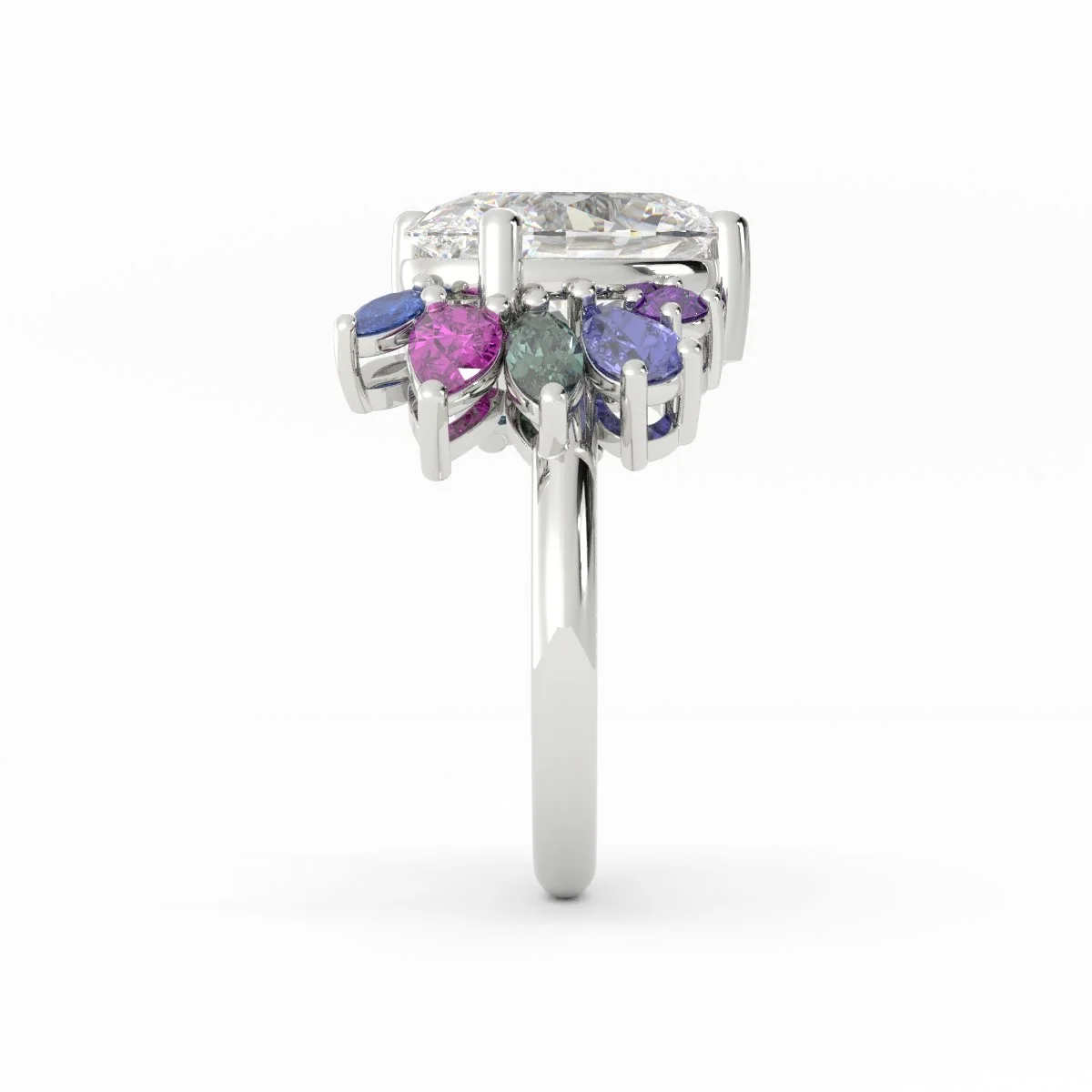 Gabi Oval Diamond Spinel and Sapphire Cluster Ring in White Goldimage_003 (3).jpg