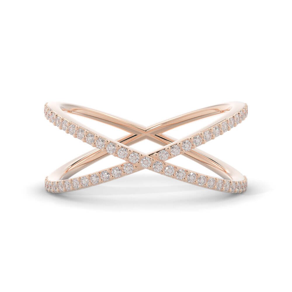 Orbita Criss Cross Diamond Pavé Ring in Rose Gold — AUGUST BESPOKE