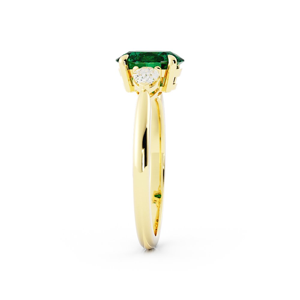Bali Tsavorite Oval Diamond Three Stone Ring with Pear Cut Diamonds in Yellow GoldImage_5.jpg