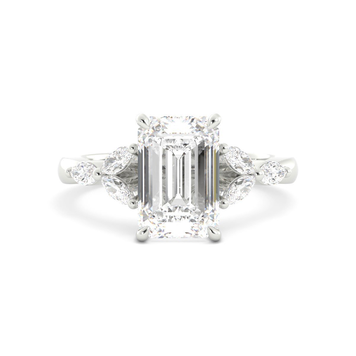 Tessa Emerald Cut Diamond Ring with Cluster in White Goldimage_000-41.jpg