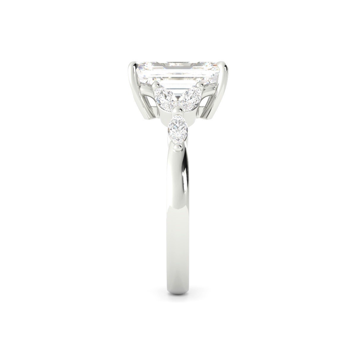 Tessa Emerald Cut Diamond Ring with Cluster in White Goldimage_003-4.jpg