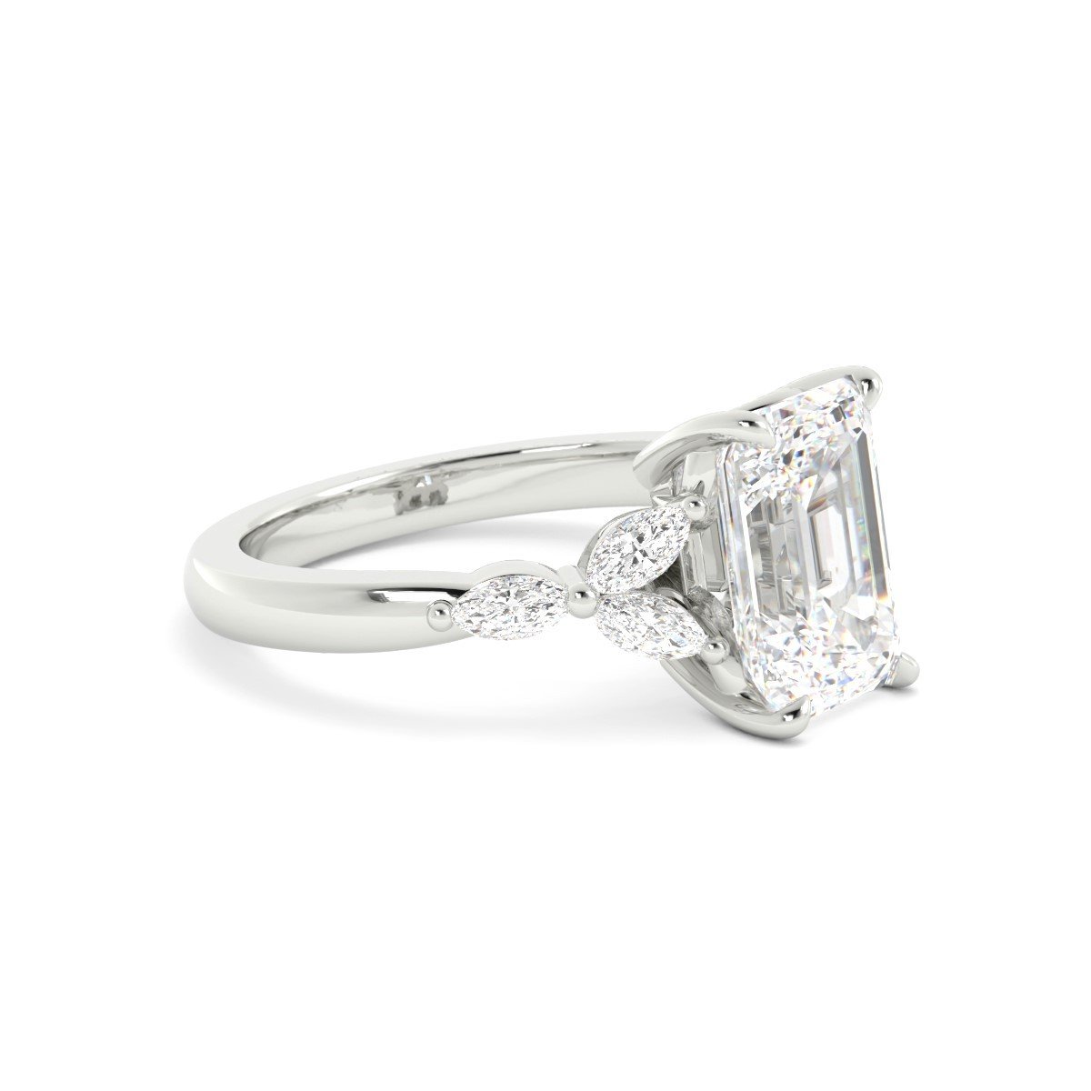 Tessa Emerald Cut Diamond Ring with Cluster in White Goldimage_001-8.jpg