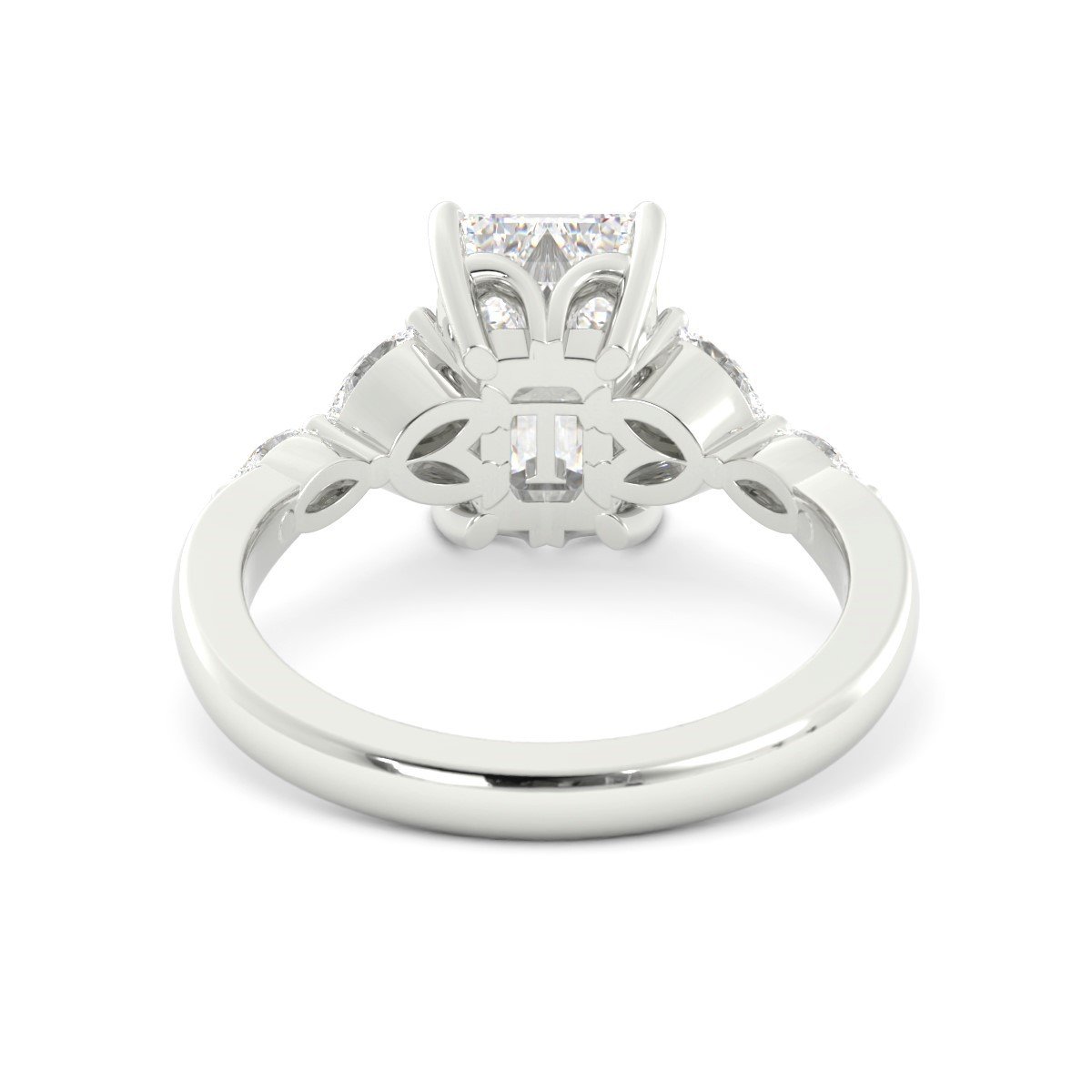 Tessa Emerald Cut Diamond Ring with Cluster in White Goldimage_005-17.jpg