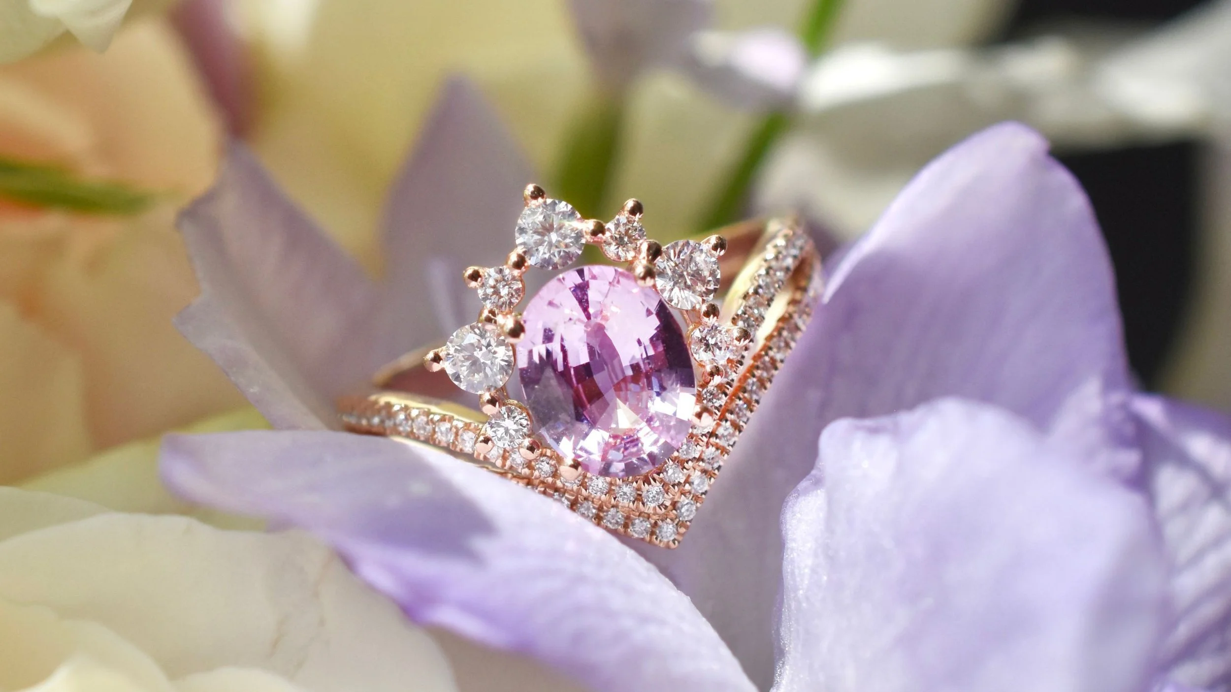 Pink Sapphire Tiara Ring