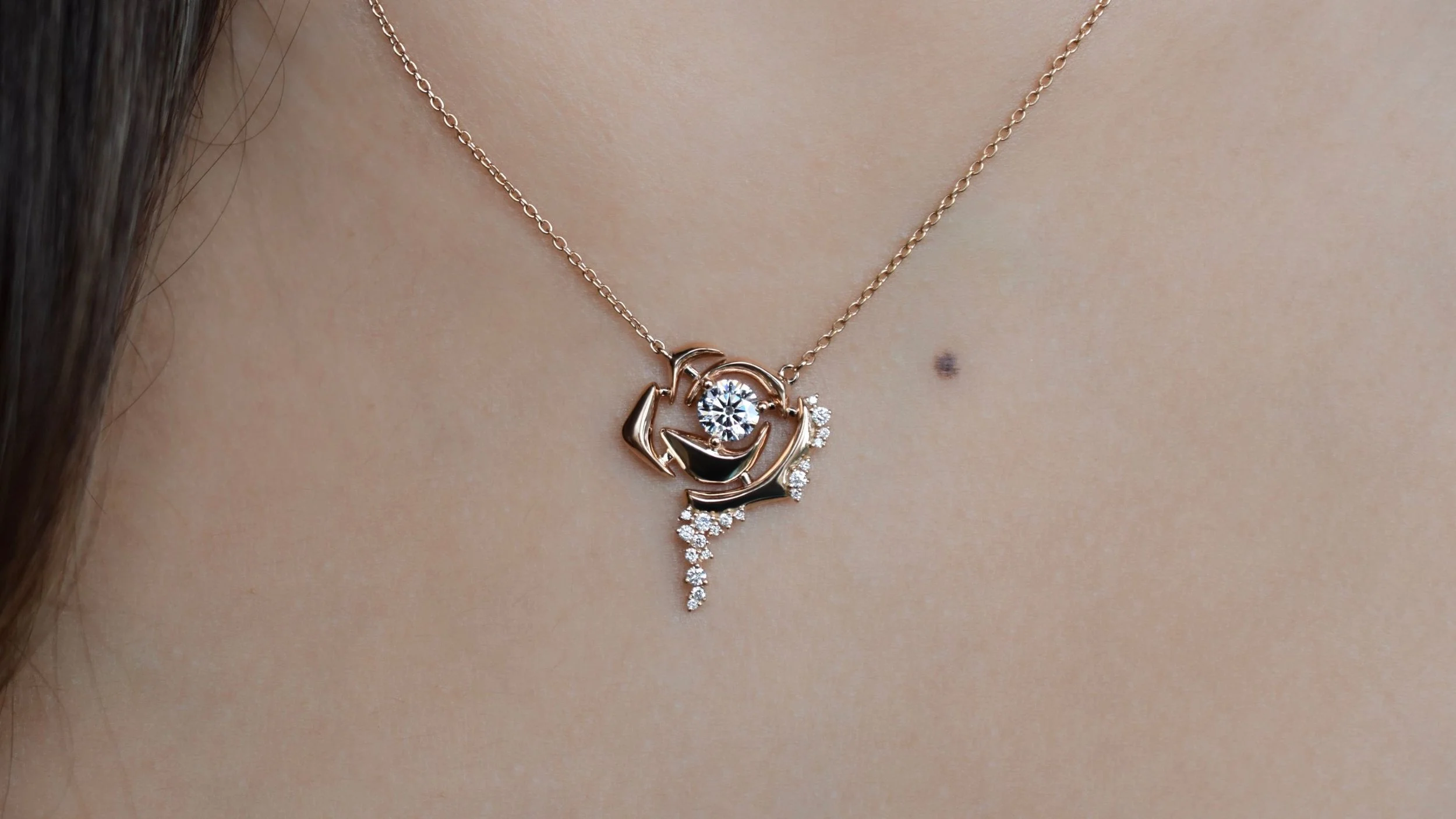 Rose Diamond Waterfall Pavé Pendant