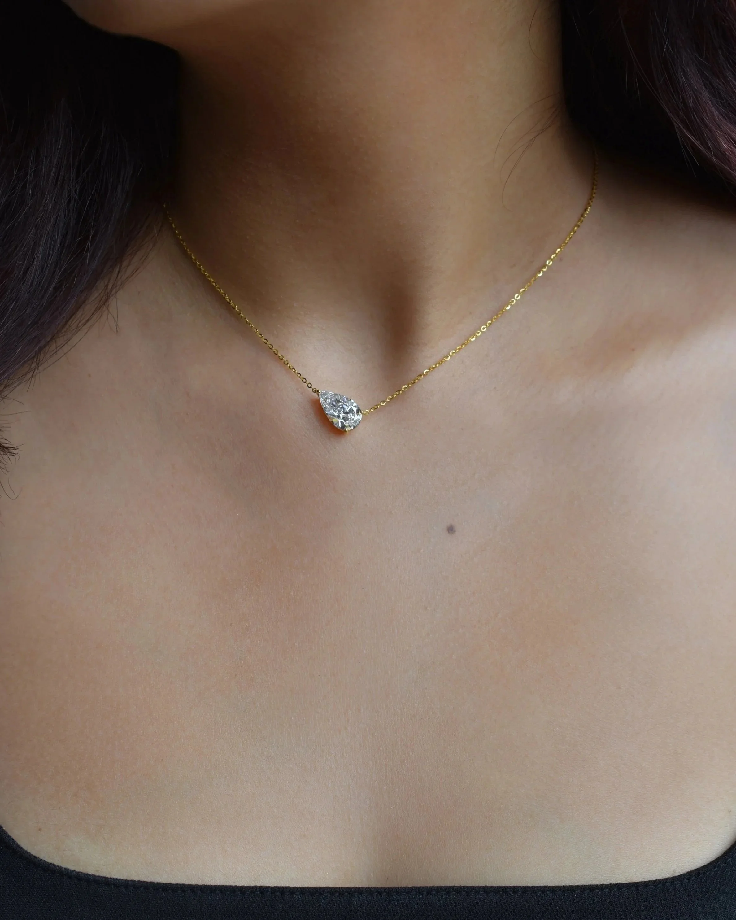 Asymmetrical Pear Diamond Necklace