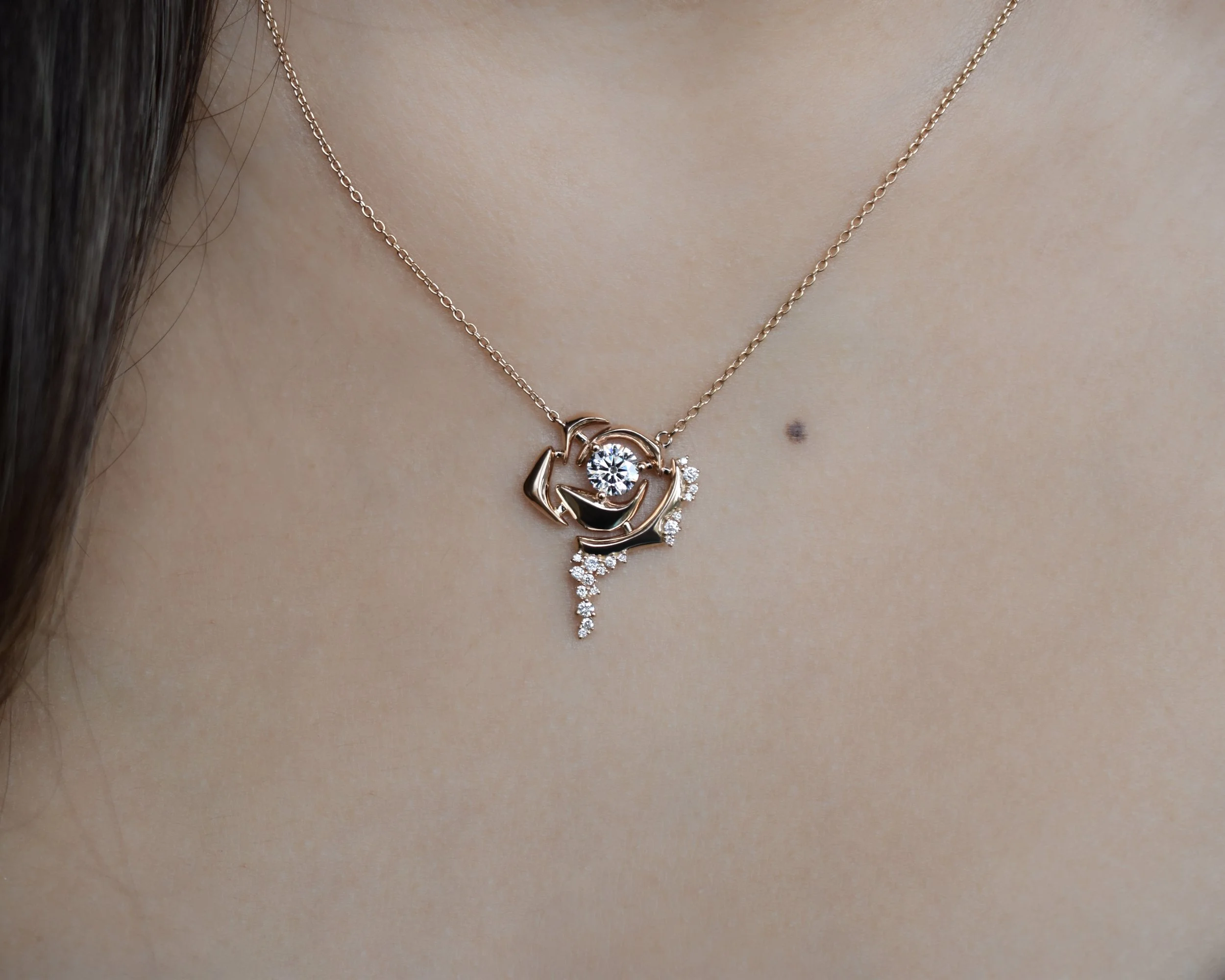 Diamond Rose Pendant Necklace
