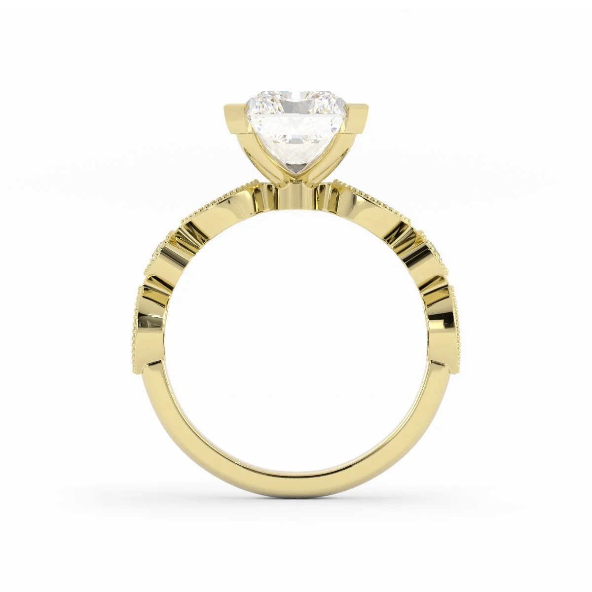 Ash Vintage Radiant Cut Diamond Ring with Blue Sapphires in Yellow Goldimage_002 (7).jpg