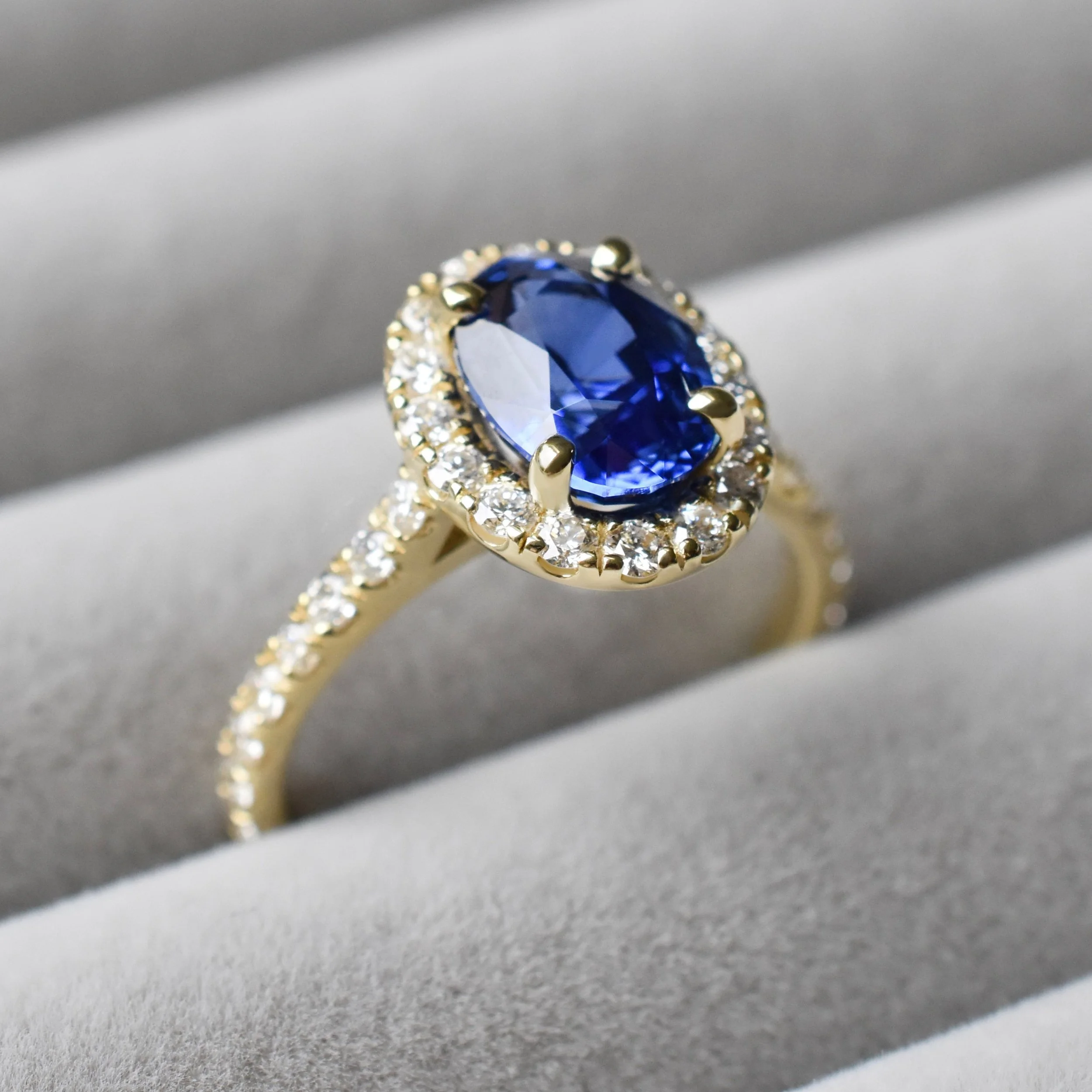 Spencer Blue Sapphire Halo Ring in Yellow Gold 2.jpg