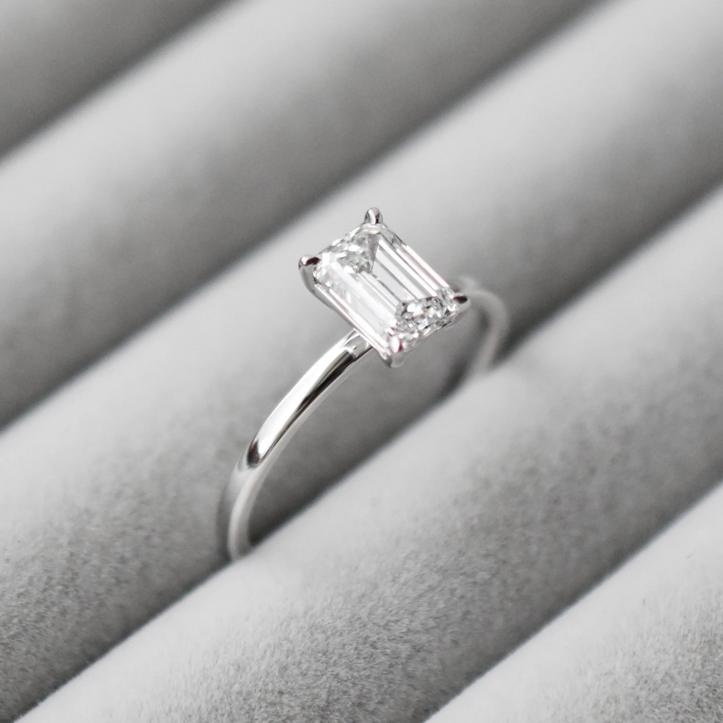 Alitzia Emerald Cut Diamond Solitaire Ring in White Gold 2.jpg