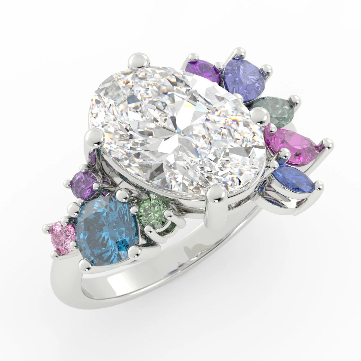 Grace Oval Diamond Spinel and Sapphire Cluster Ring in White Goldimage_004 (1).jpg