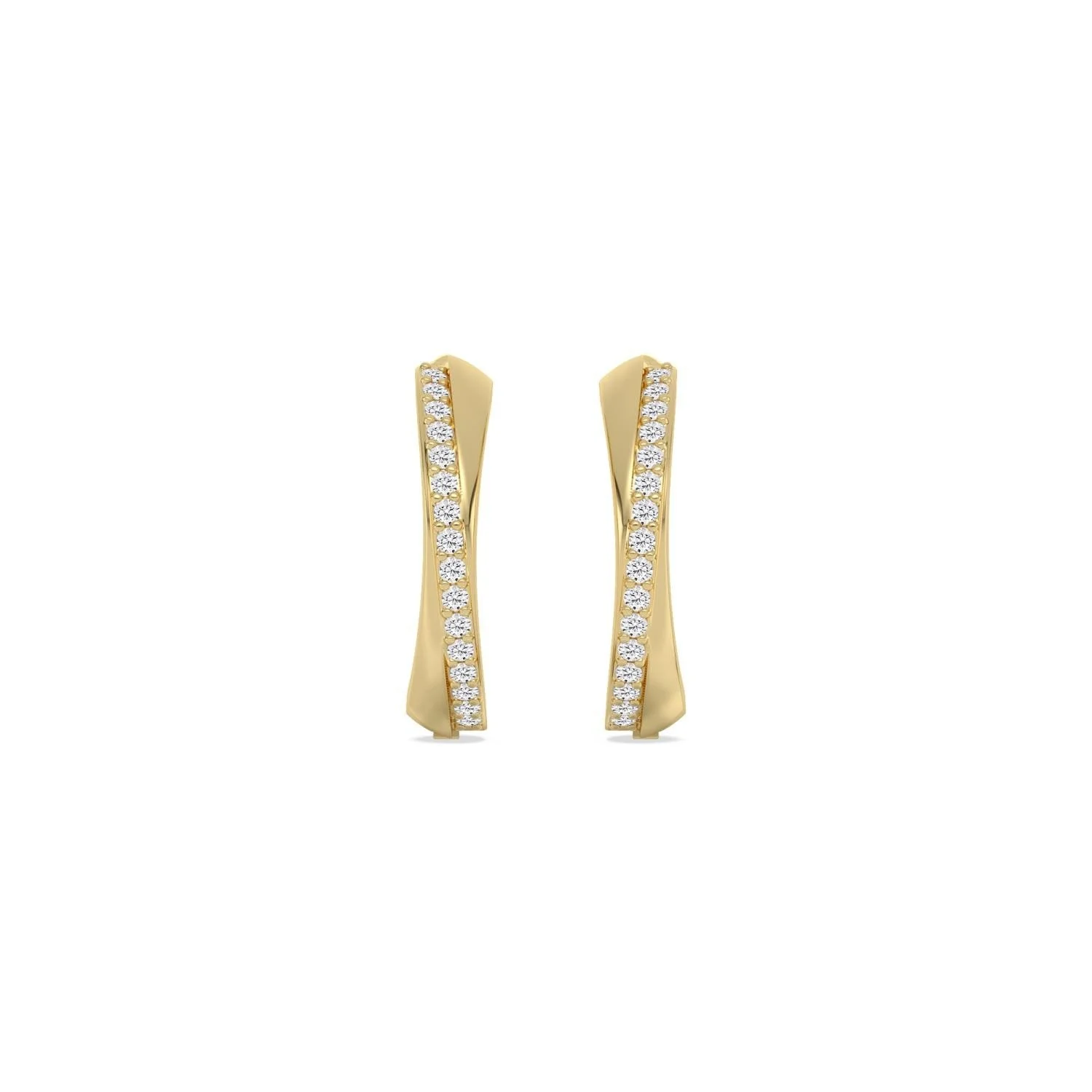 Interlace yellow gold twisted diamond hoop earrings with pavé round diamonds, fine jewellery Singapore by August Bespoke