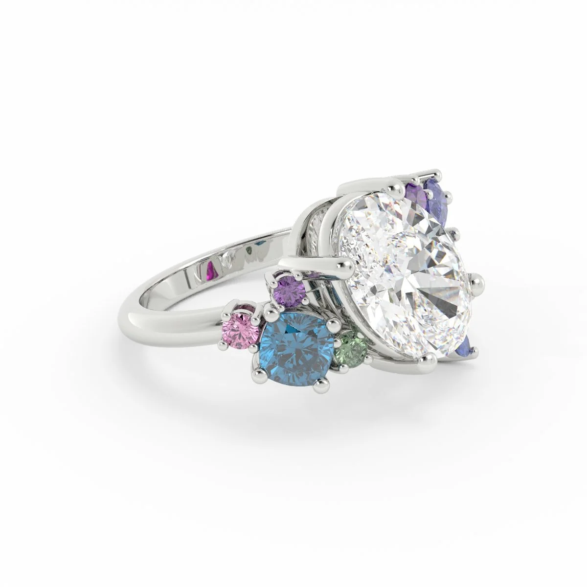 Gabi Oval Diamond Spinel and Sapphire Cluster Ring in White Goldimage_001 (1).jpg