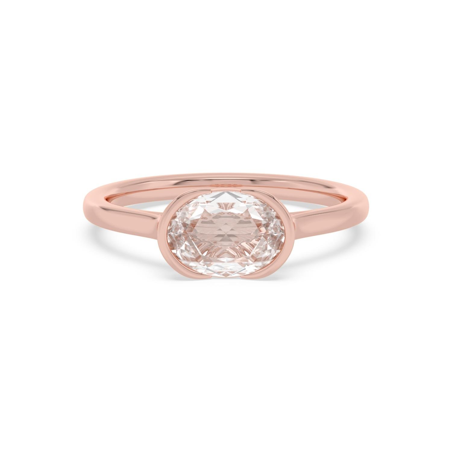 The Snowglobe Ring in rose gold, rose cut oval diamond half-bezel ring by August Bespoke Singapore