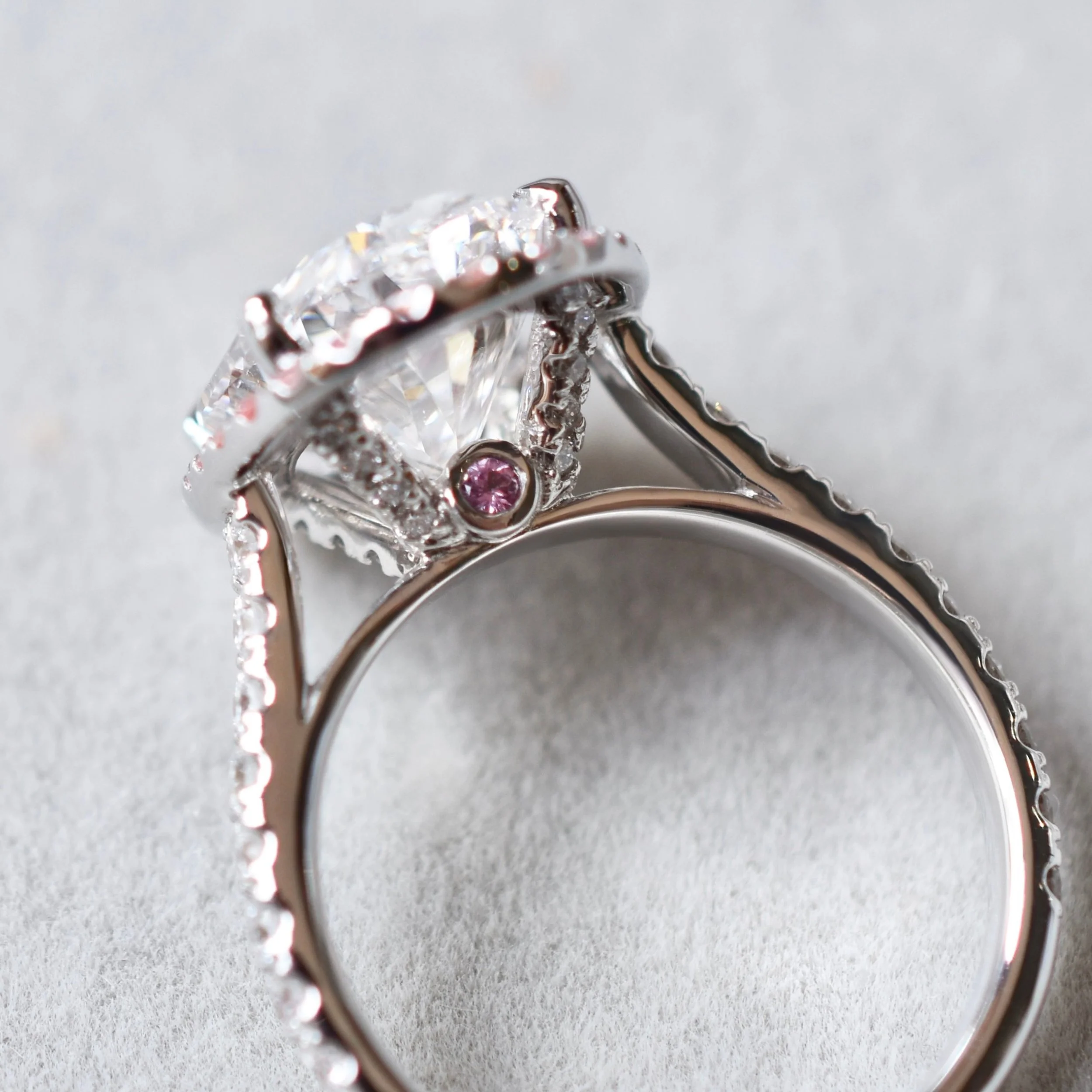 Rosa Oval Diamond with Pink Diamond Halo Ring in White Gold 3.jpg