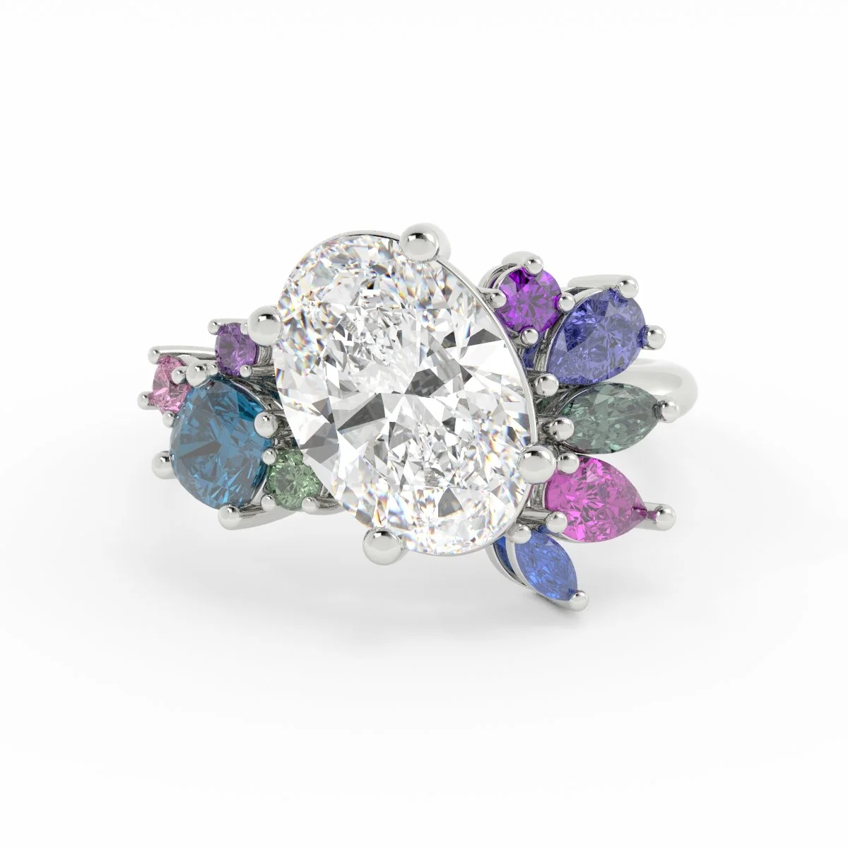 Grace Oval Diamond Spinel and Sapphire Cluster Ring in White Goldimage_000 (29).jpg