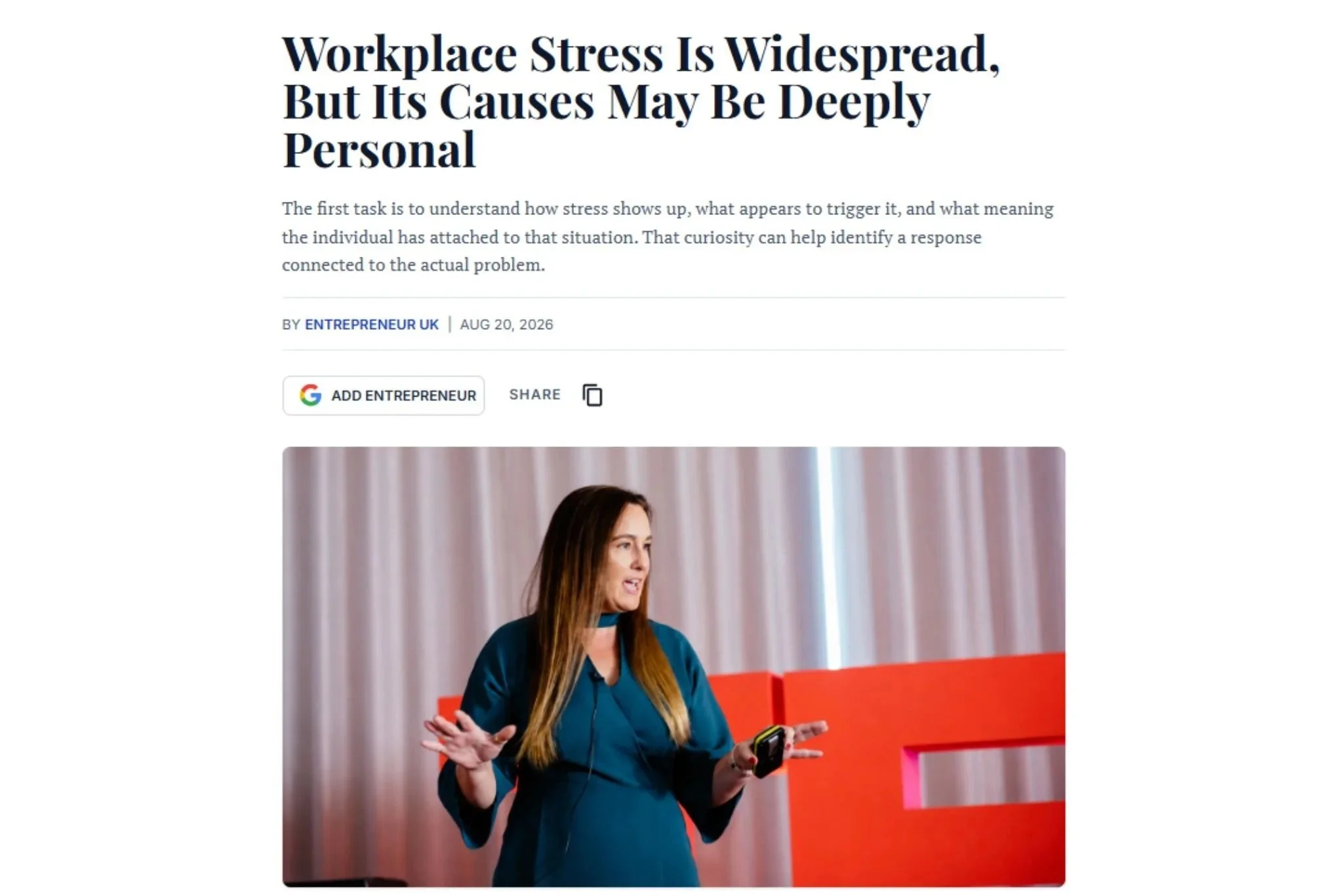 In case you missed it, my take on workplace stress from Entrepreneur UK
