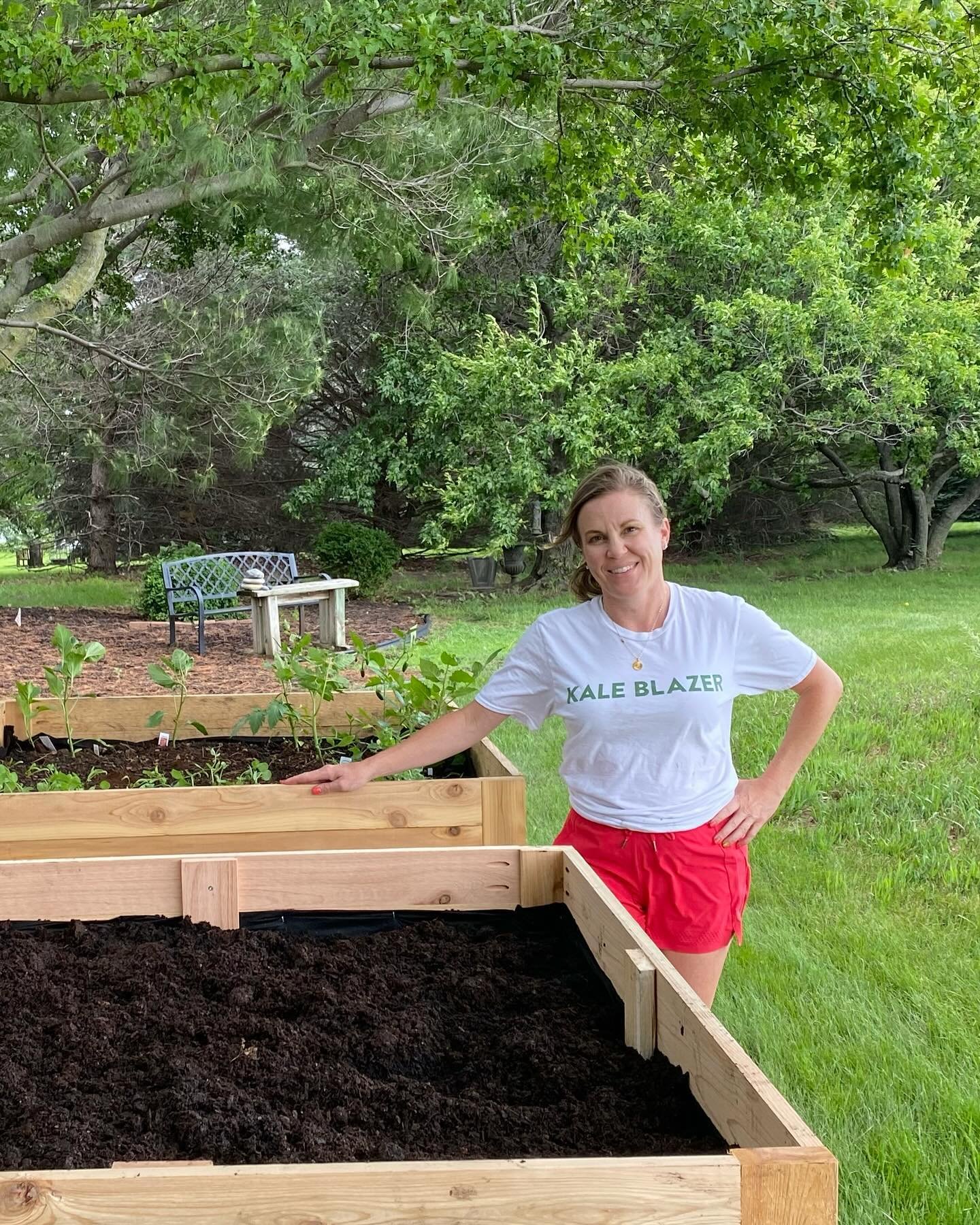 ☀️🌦️👩&zwj;🌾One of our favorite times of the year. 
✅New this season&mdash; raised garden beds for all the veggies! Thanks to my brother for building these!
Nothing beats time outside digging in the dirt with this little helper. 🌱🫛 

May your gar