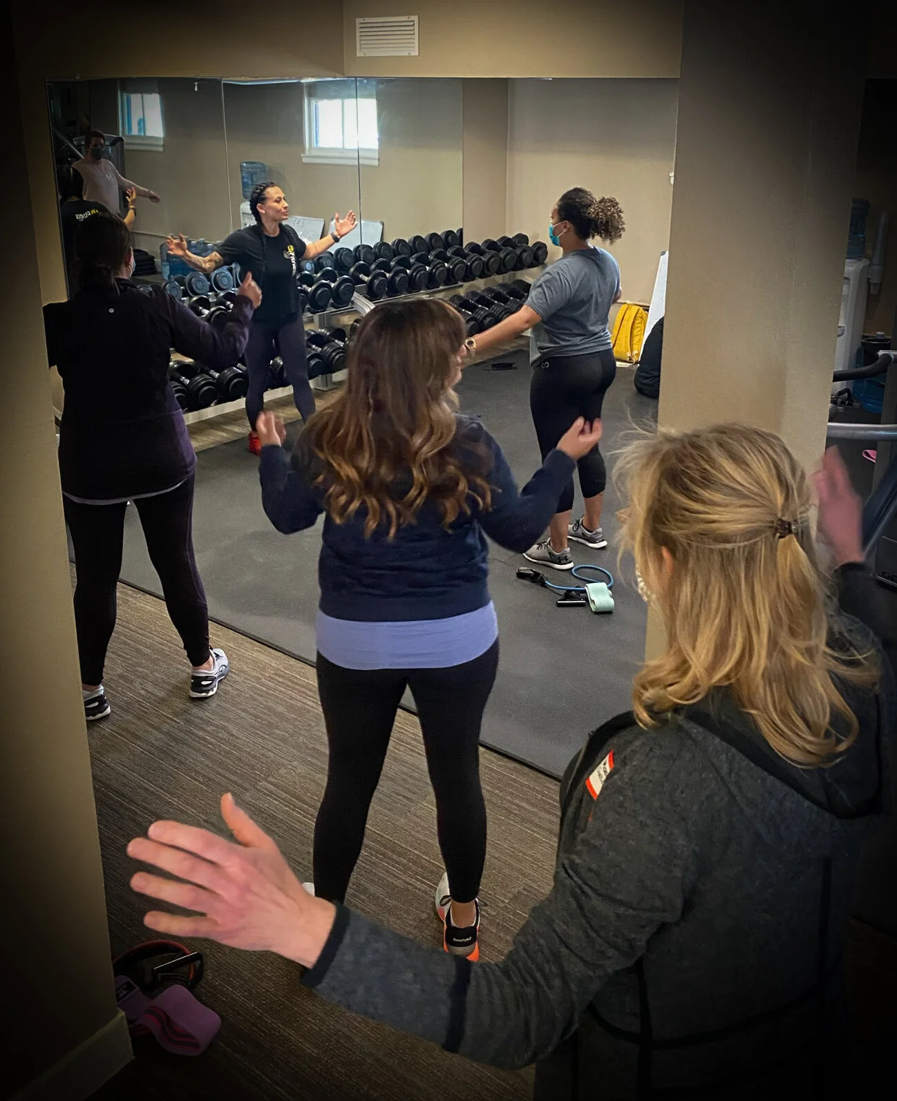 Photo of attendees exercisin
