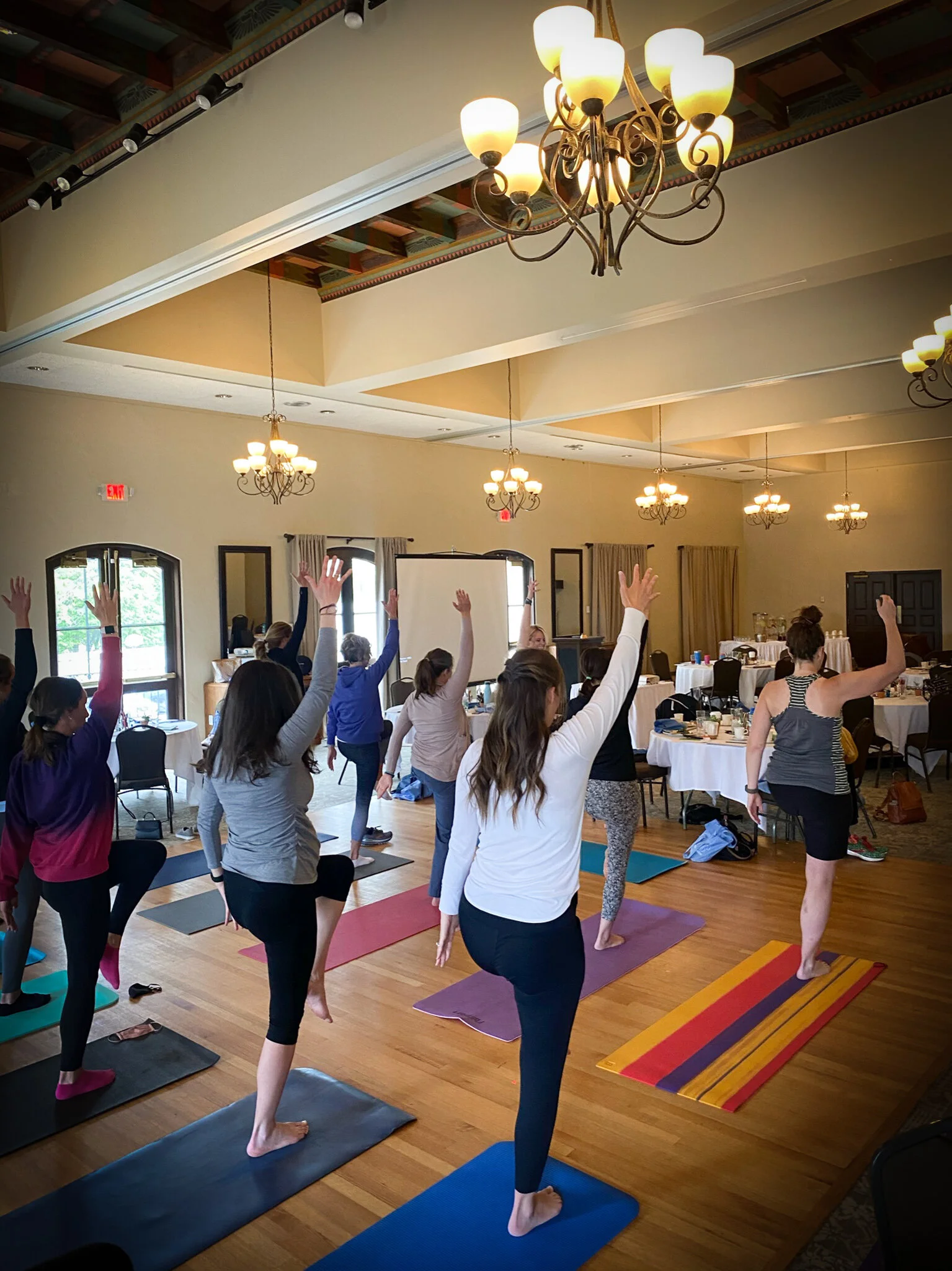 Photo of attendees doing yoga