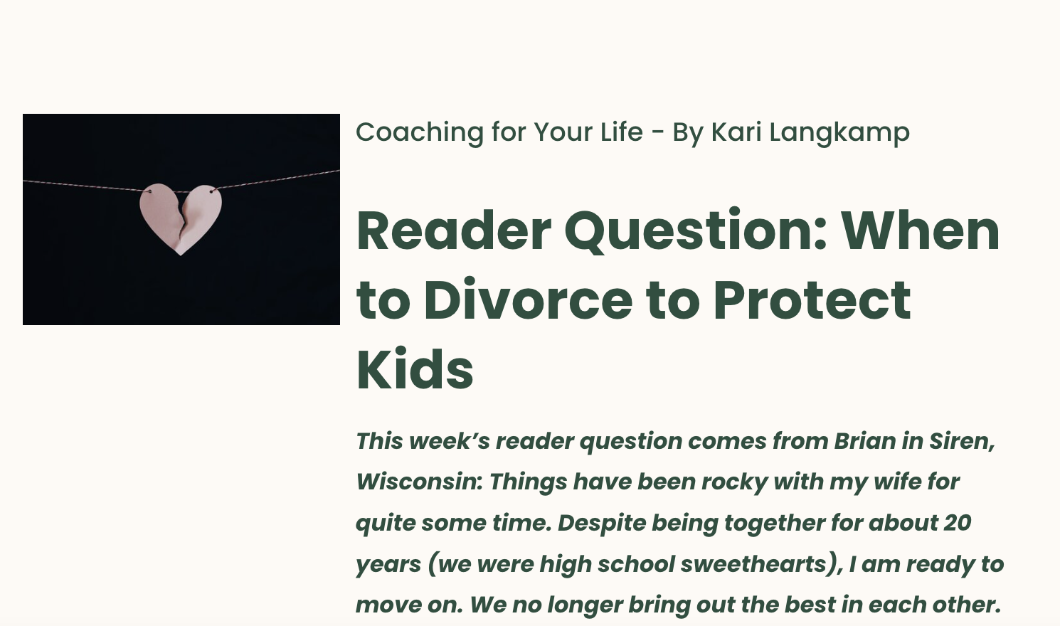 When to divorce to protect kids