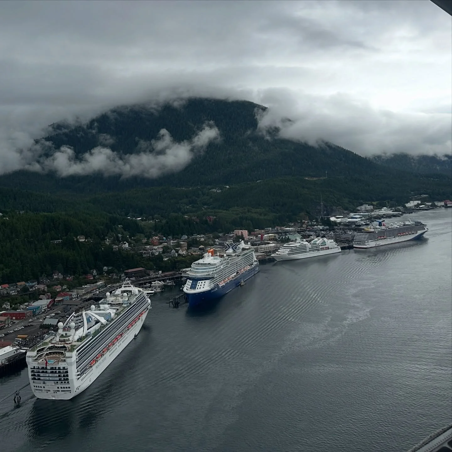 The Seabourn Quest looks kinda small next to all of those monstrous ships.