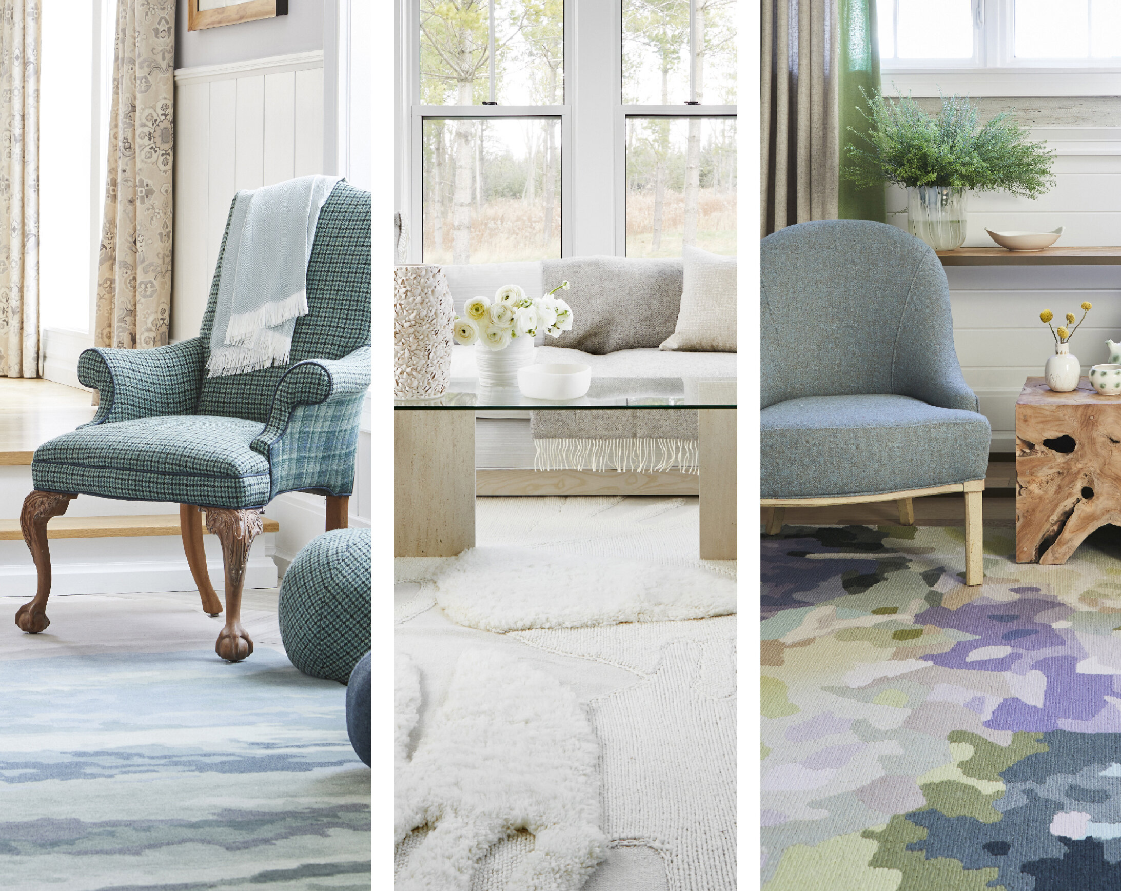 The three rugs of the introductory Canadian wool capsule collection.