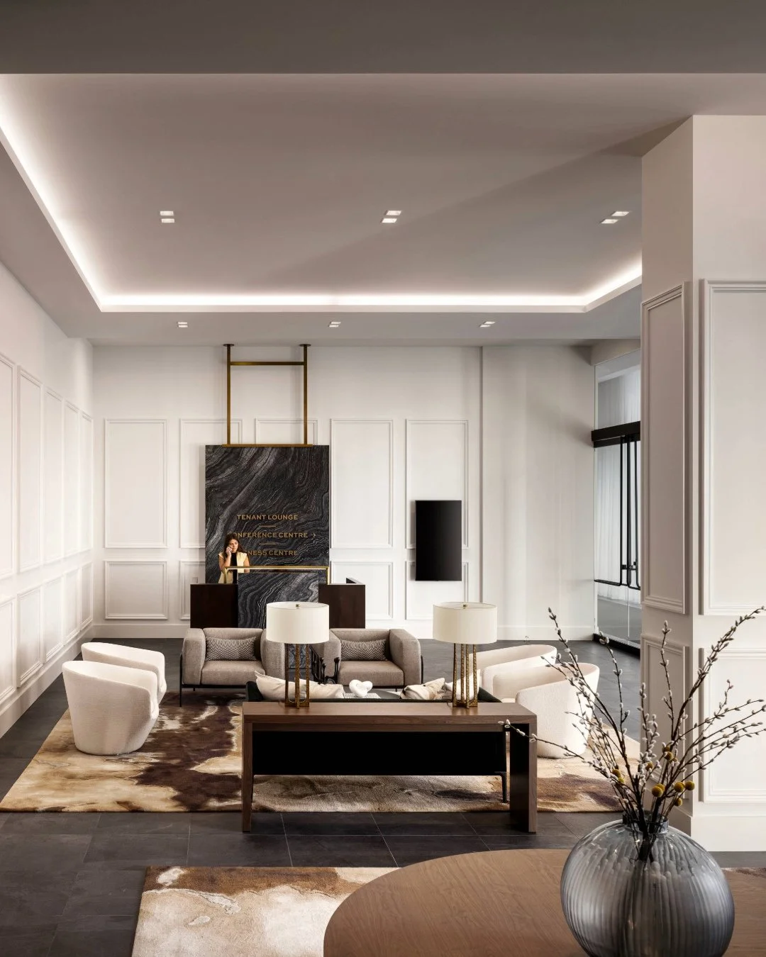 In the heart of downtown Calgary, Bankers Hall (@bankershallyyc) stands as a symbol of modern elegance and our rugs bring that same sense of quiet luxury to its new tenant lounge.⁠
⁠
Working with Kasian (@kasiandesign), we reimagined two of our signa