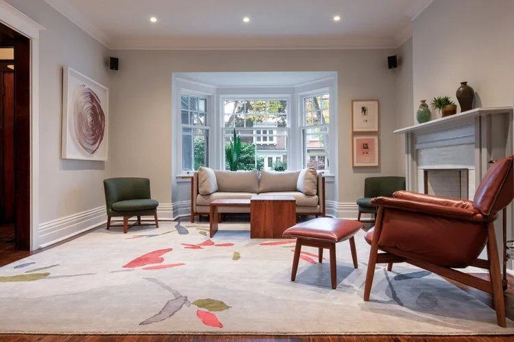 Custom rug design at a residential living room