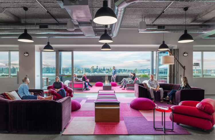 Custom rug design at a company's lobby