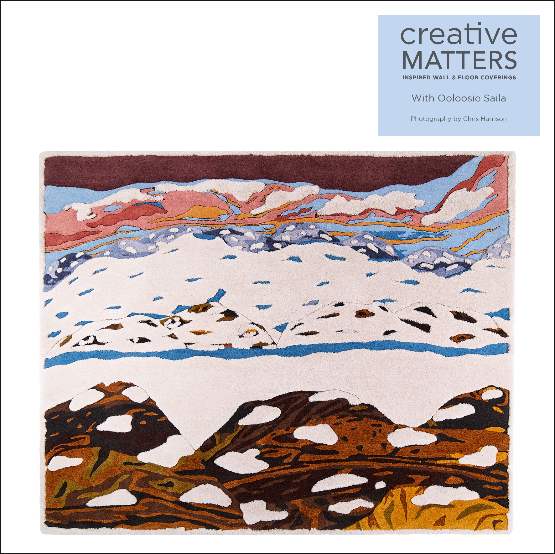INUIT ARTIST’S NORTHERN LANDSCAPE RECAST AS A WOOL AND MOHAIR RUG