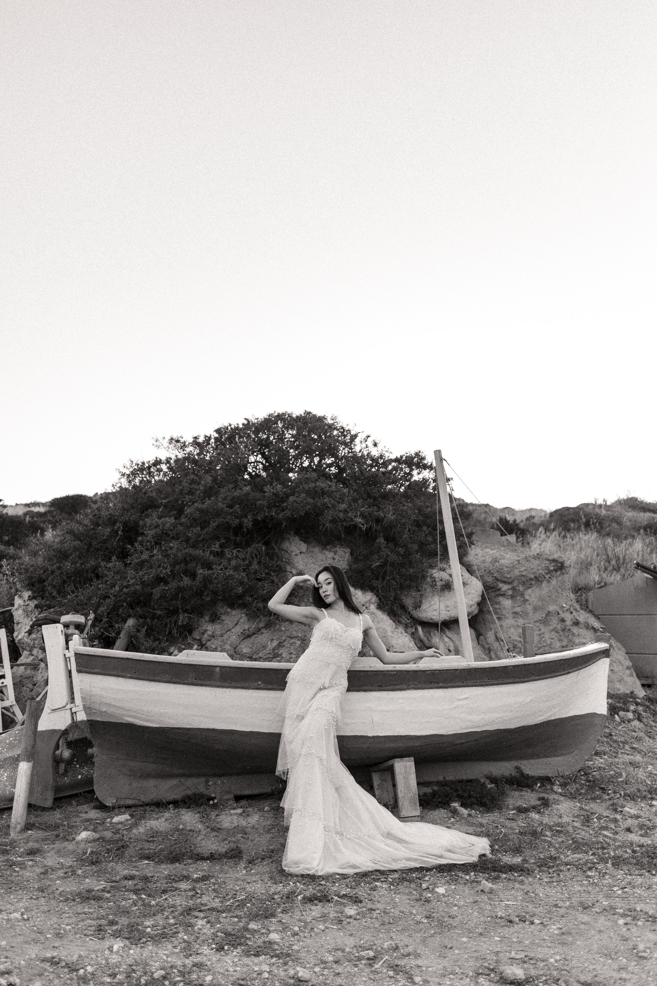Bridal portraits on the island of Milos in Greece. Destination elopement photography